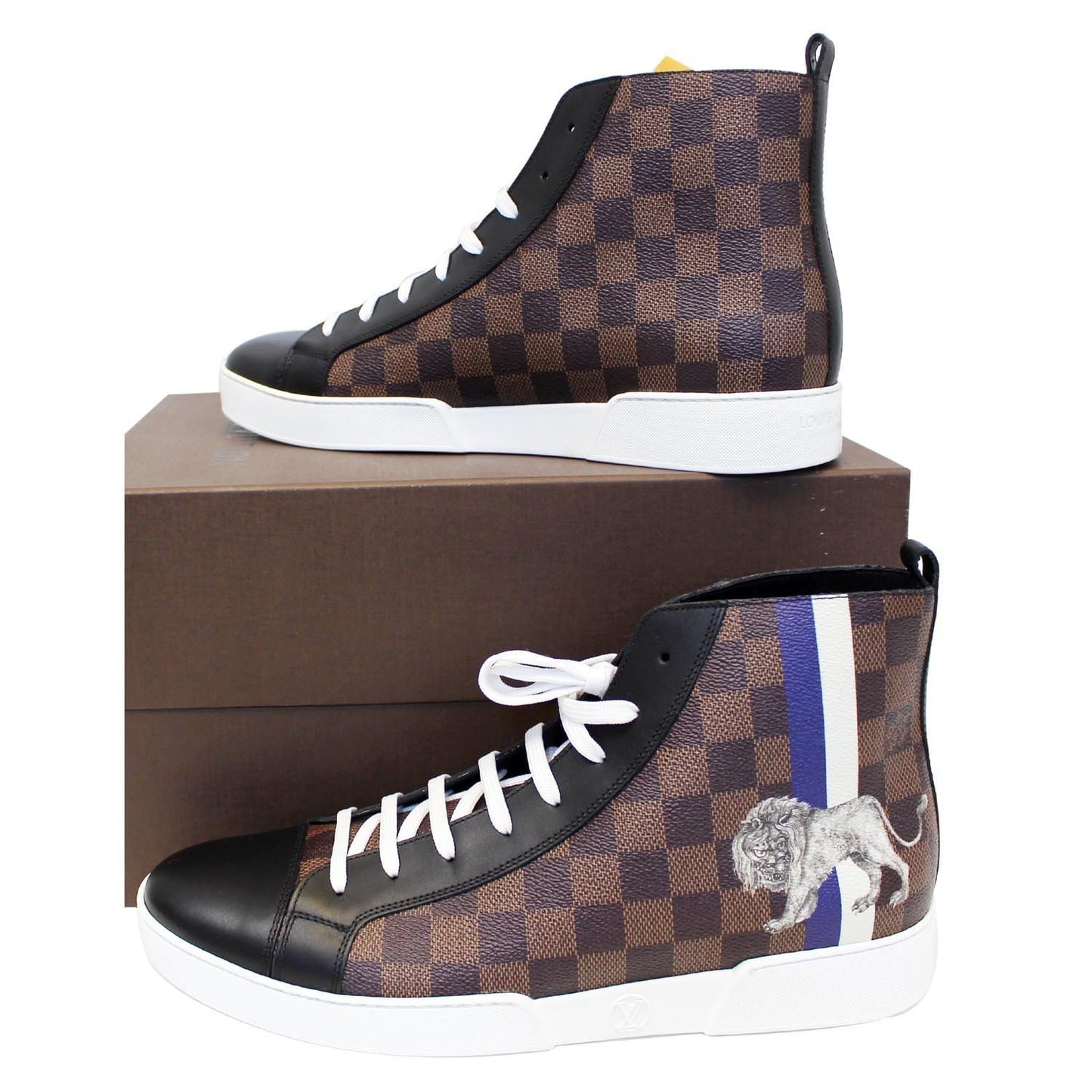 LOUIS VUITTON Damier Ebene Lion Chapman Sneakers  Size US 8.1/2