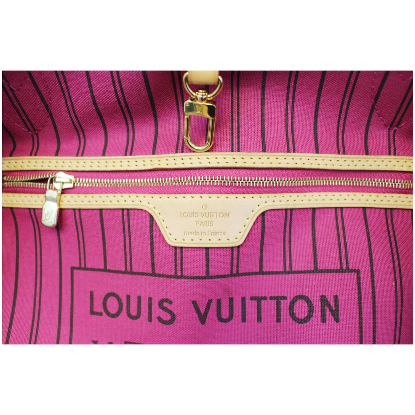 LOUIS VUITTON Neverfull GM Monogram Canvas Shoulder Bag Fuchsia