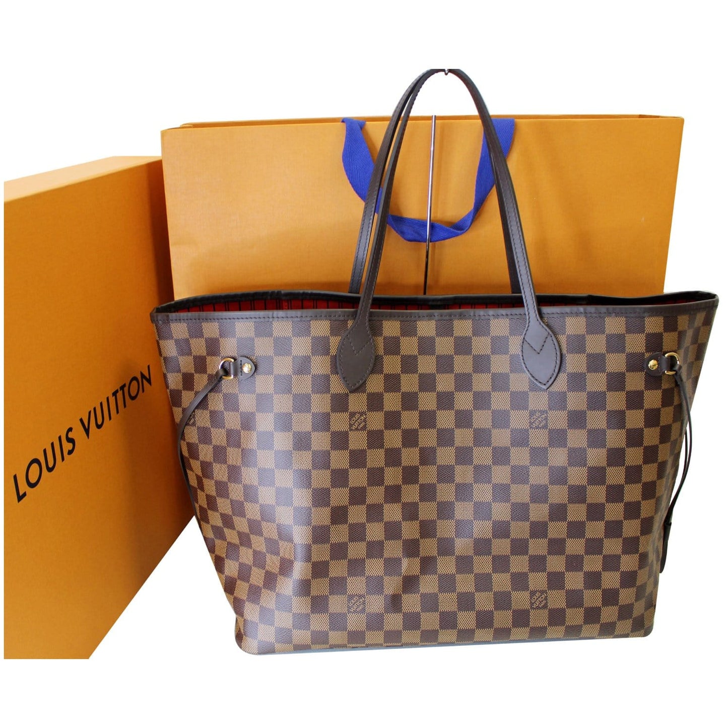 LOUIS VUITTON Neverfull GM Damier Ebene Shoulder Bag Brown