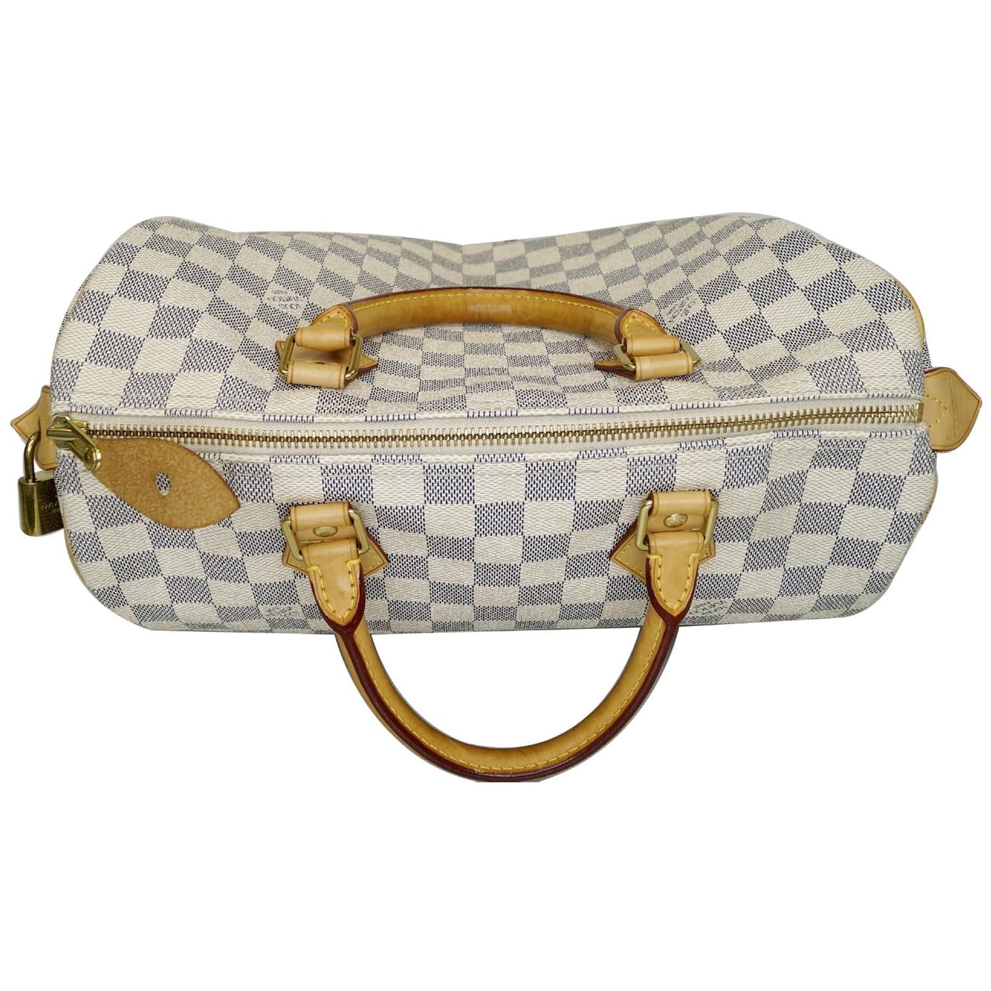 LOUIS VUITTON Speedy 30 Damier Azur Satchel Bag White