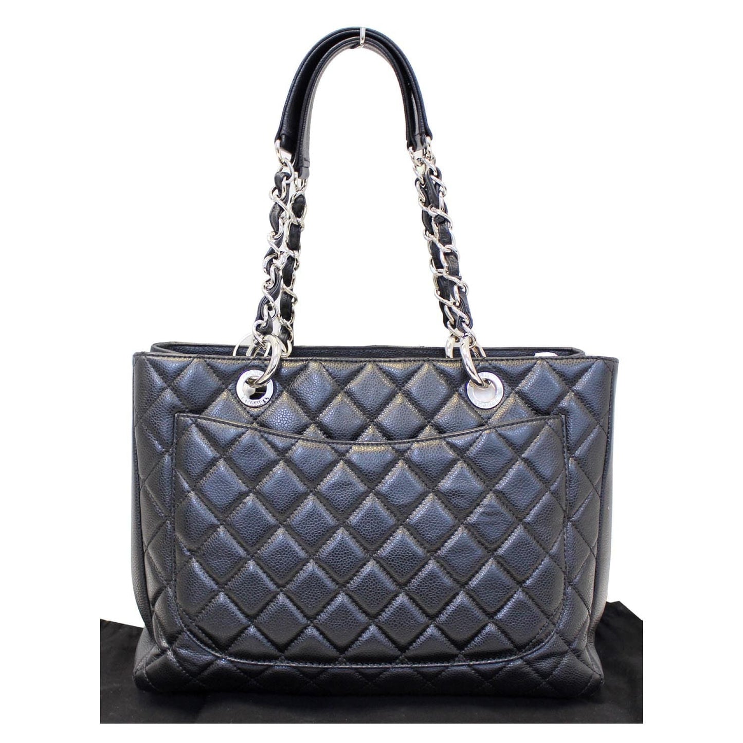 CHANEL Black Caviar Leather Grand Shopping Tote Bag