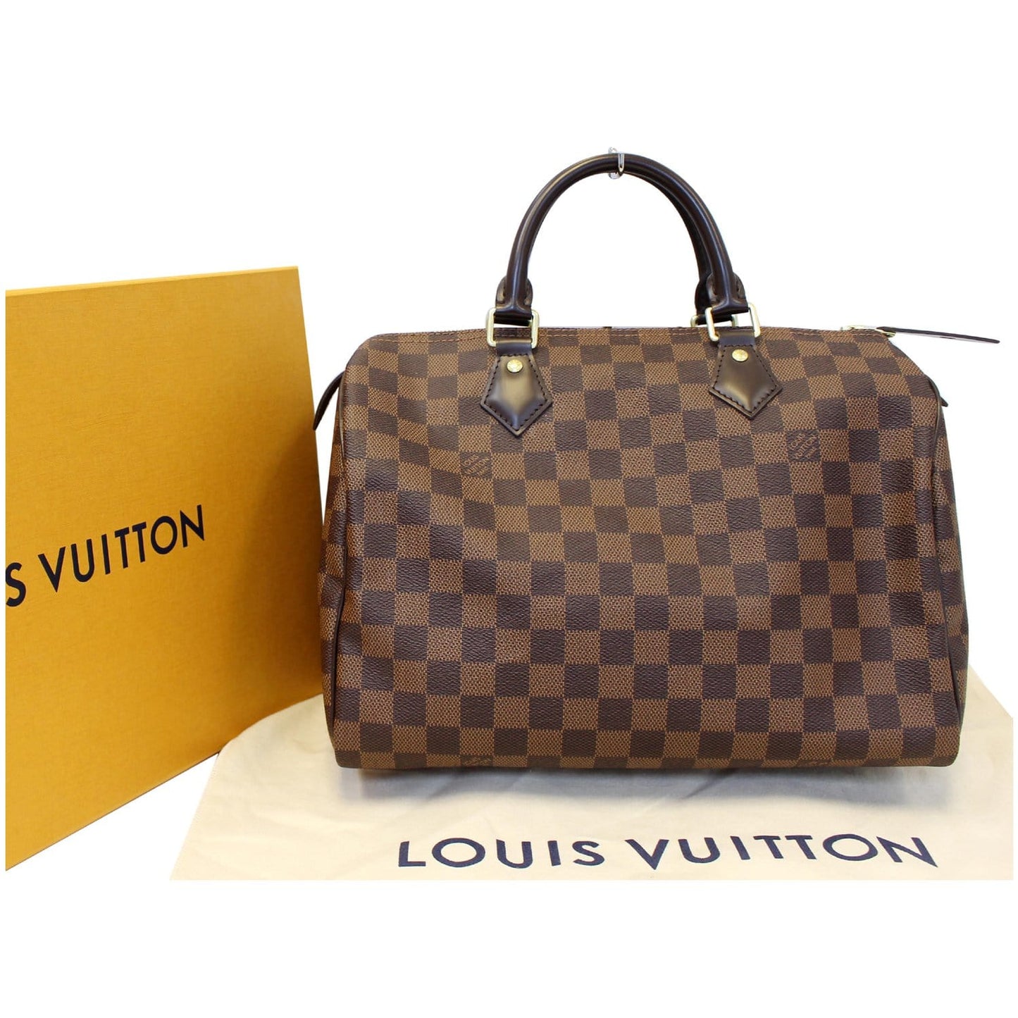 LOUIS VUITTON Speedy 30 Damier Ebene Satchel Bag Brown
