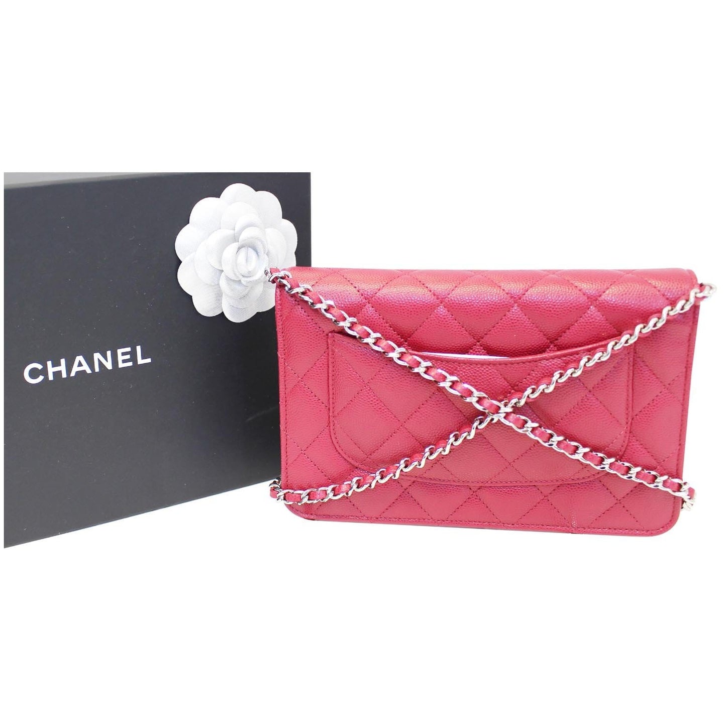 CHANEL Wallet On Chain WOC Clutch Crossbody Bag Red
