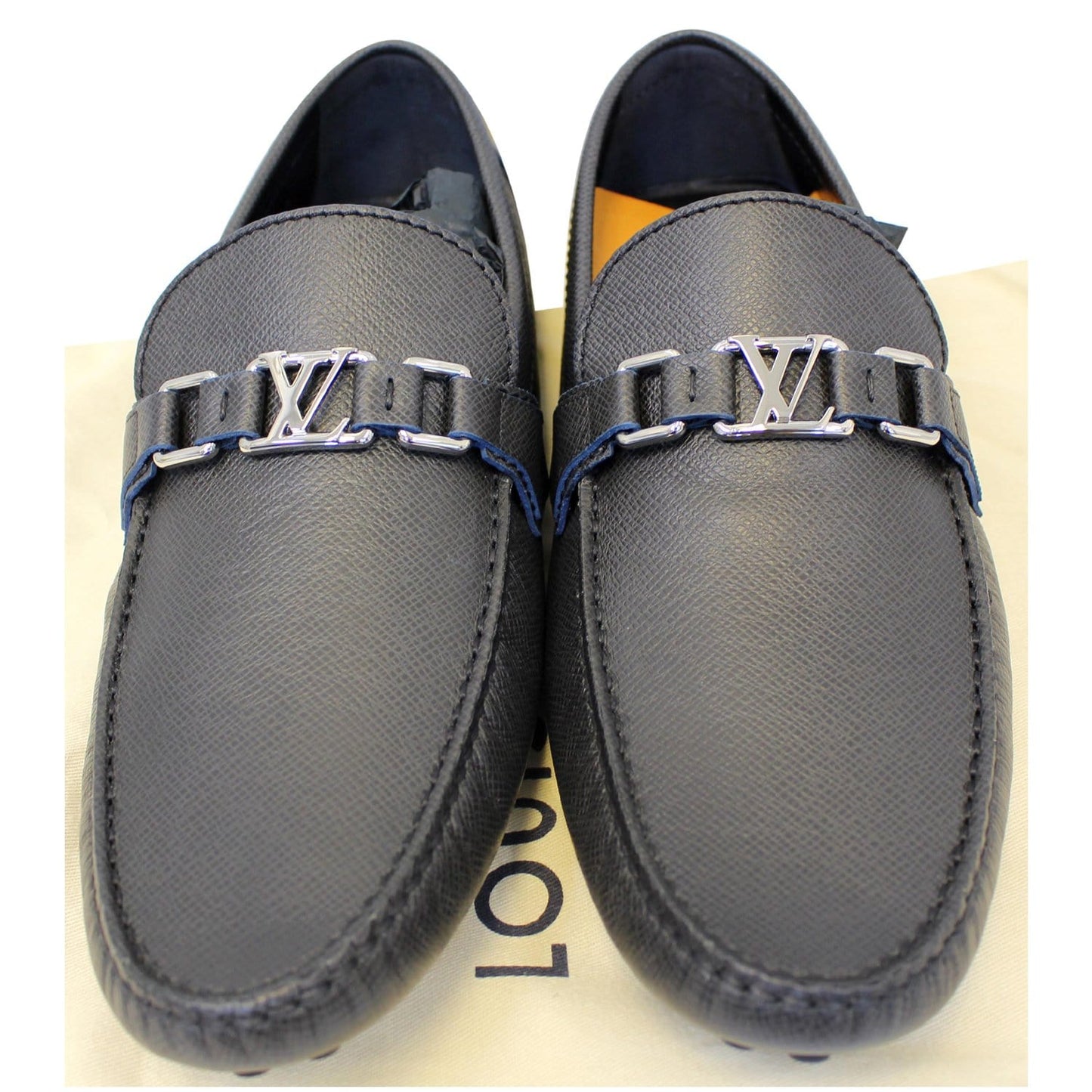 LOUIS VUITTON Taiga Hockenheim Moccasin Loafers Grey US 12