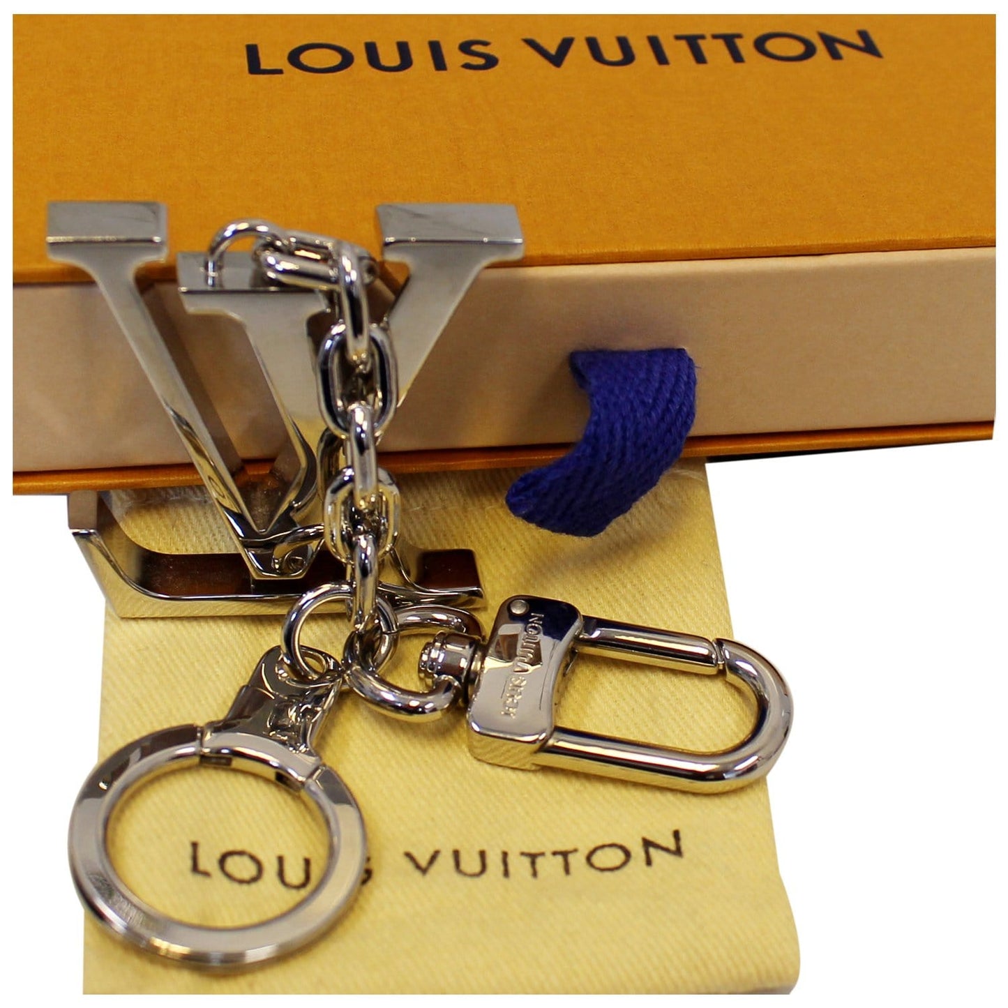 LOUIS VUITTON LV Facettes Bag Charm Key Holder Silver