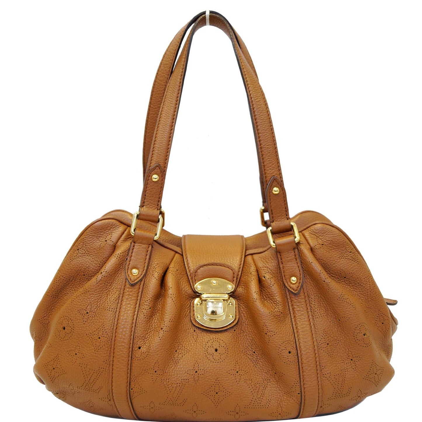 LOUIS VUITTON Lunar PM Mahina Leather Shoulder Bag Brown