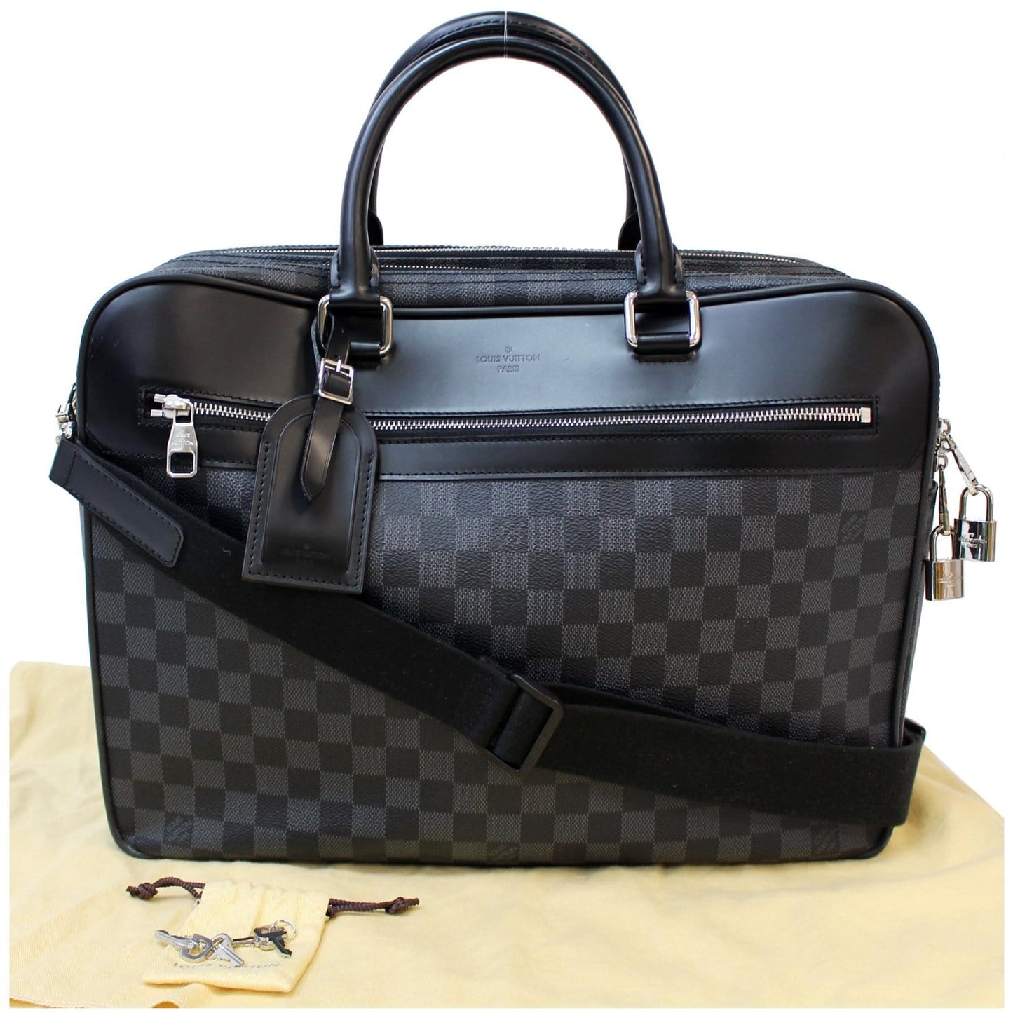 LOUIS VUITTON Overnight Damier Graphite Business Travel Bag Black