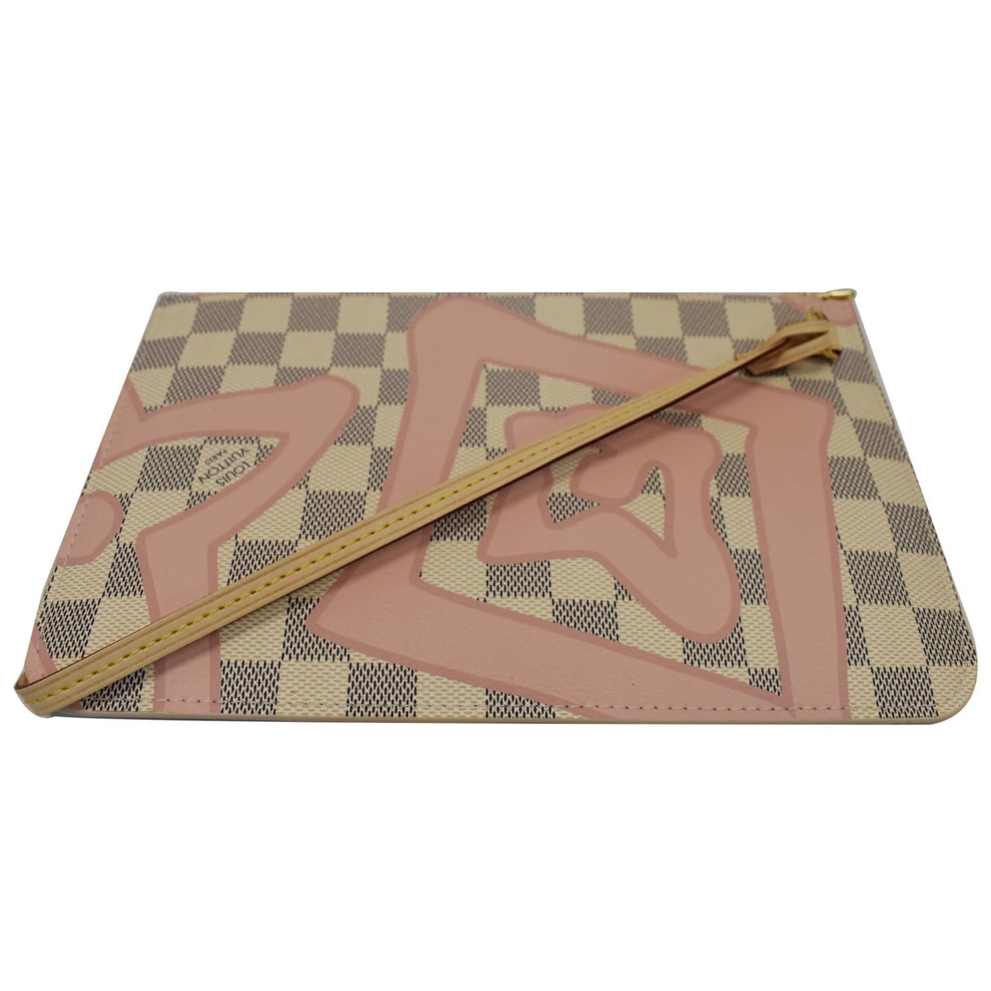 LOUIS VUITTON Tahitienne Pochette Wristlet Pouch Damier Azur Neverfull MM Pink