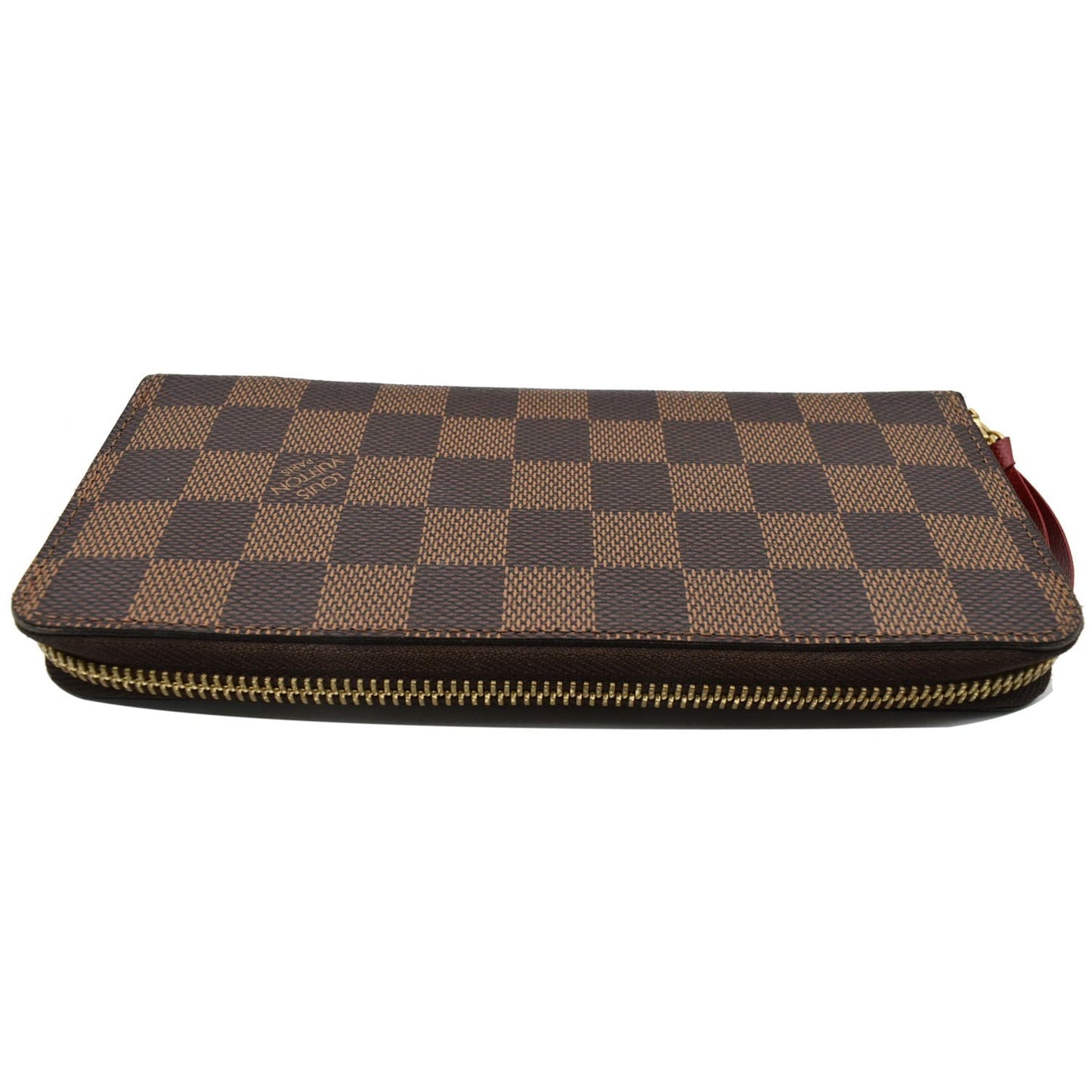 LOUIS VUITTON Clemence Damier Ebene Zippy Wallet Brown