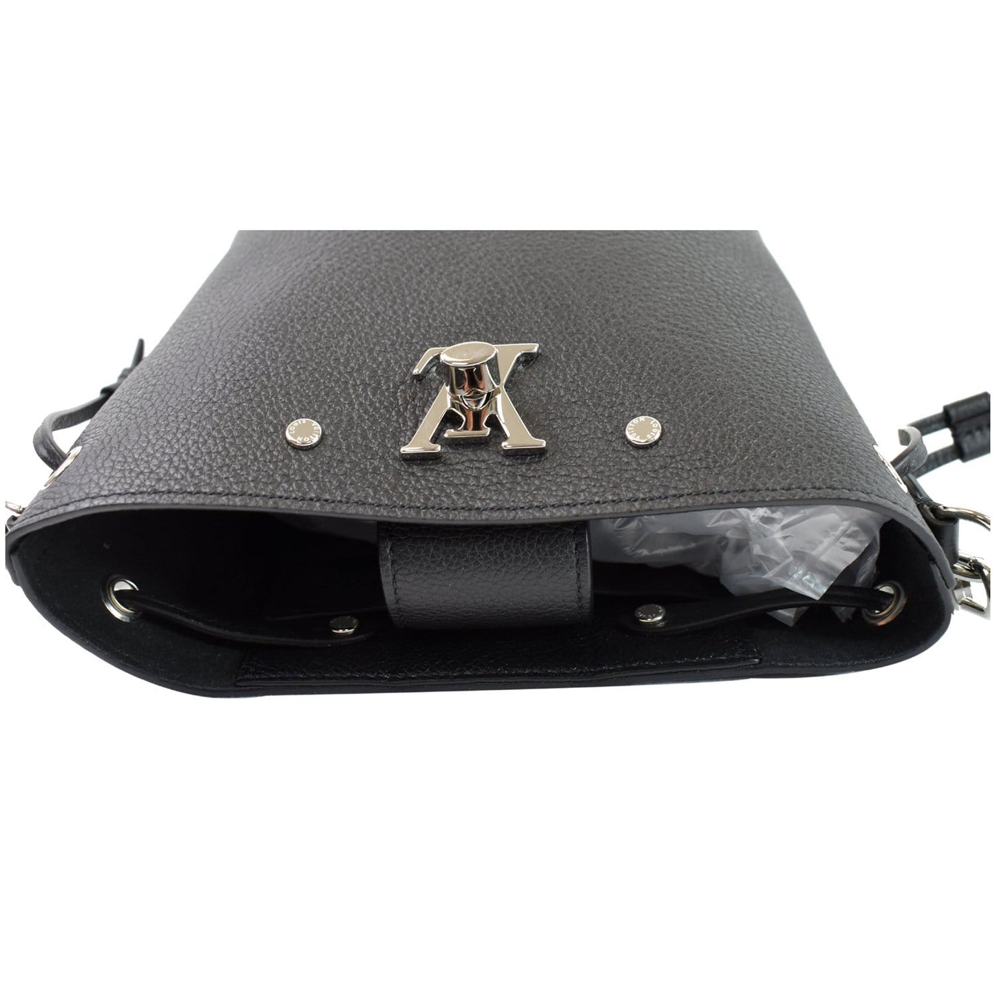 LOUIS VUITTON Nano Lockme Bucket Calf leather Crossbody Bag Black - Final Sale