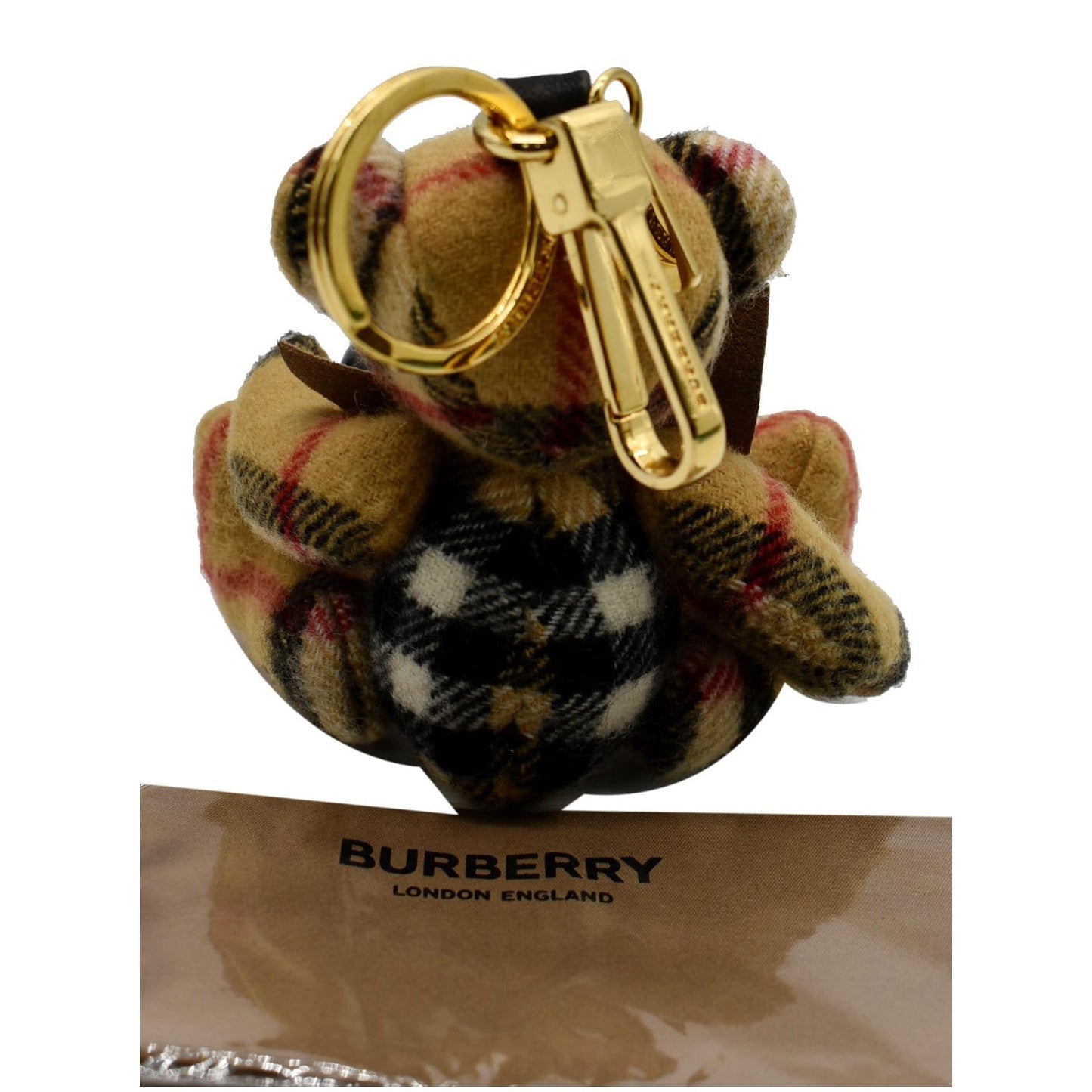 BURBERRY Thomas Bear House Check Bag Charm Antique Yellow