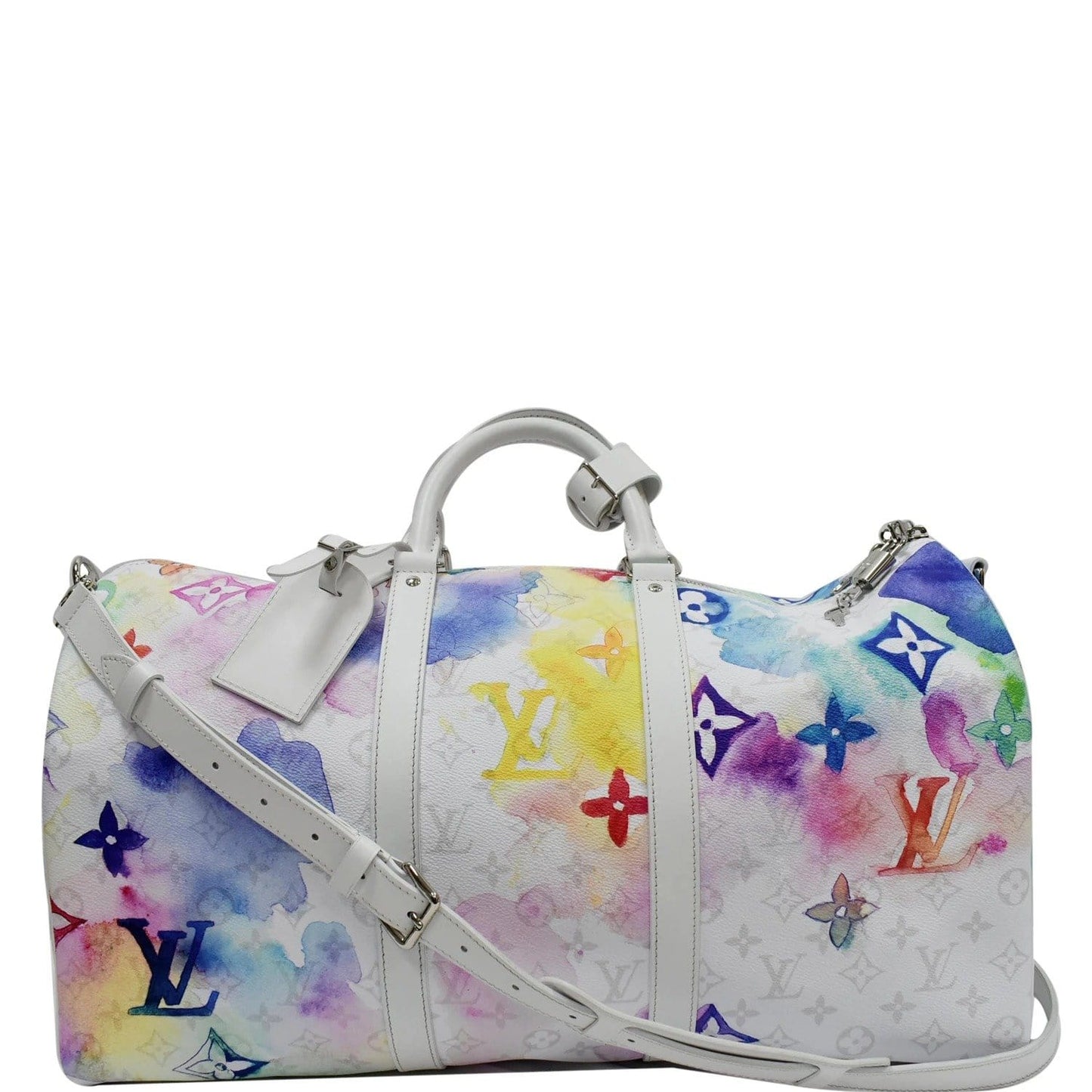 LOUIS VUITTON Watercolor Keepall 50 Bandouliere Monogram Travel Bag Multi