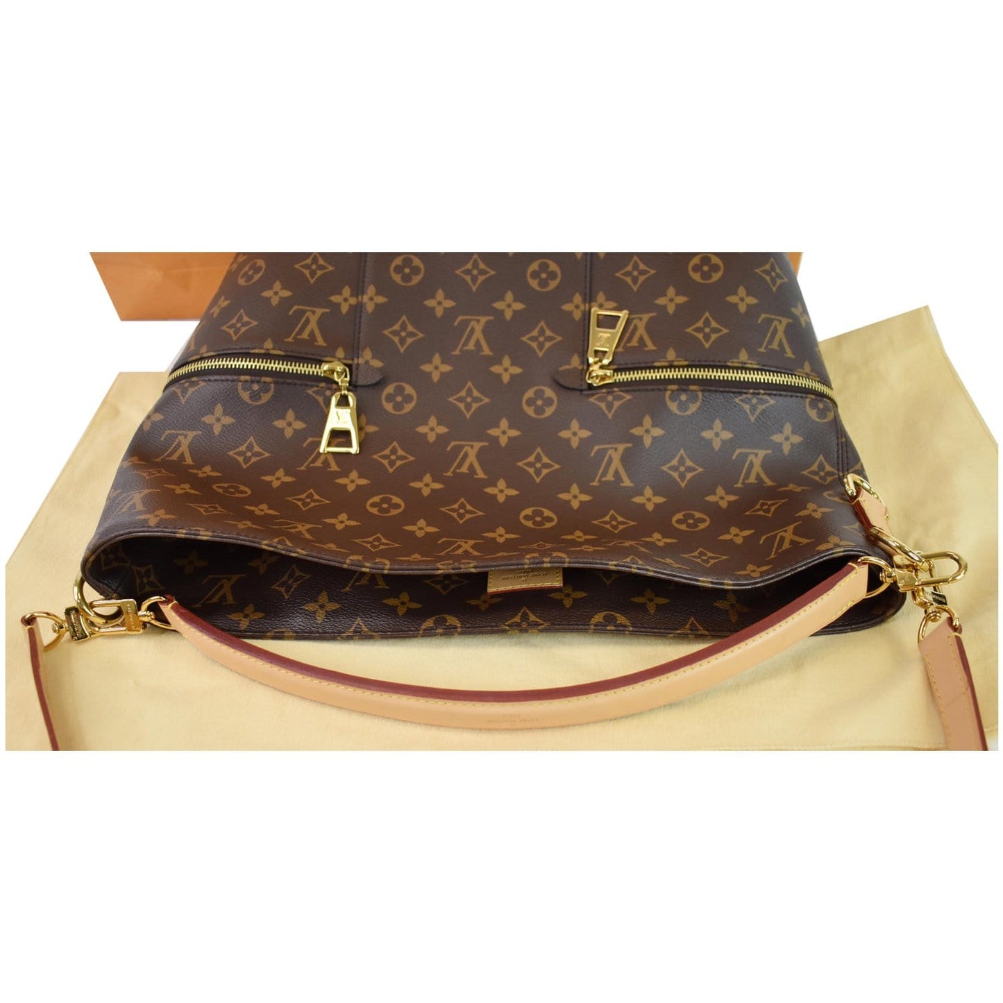 LOUIS VUITTON Melie Monogram Canvas Hobo Bag Brown