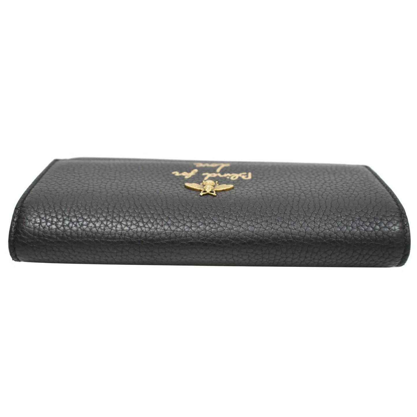 GUCCI Animalier Bee Blind For Love Leather Wallet Black 454070
