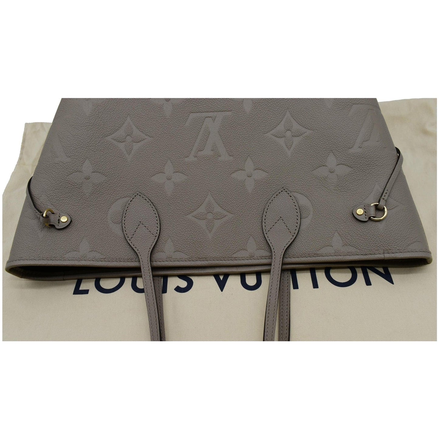 LOUIS VUITTON Neverfull MM Monogram Empreinte Tote Bag Beige
