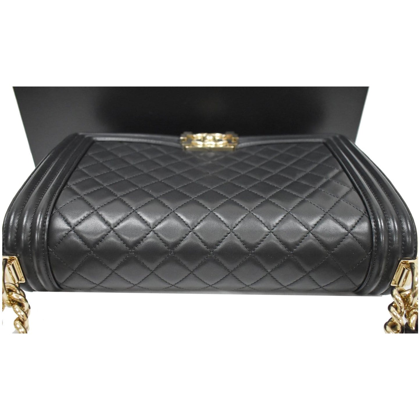CHANEL Medium Boy Flap Lambskin Leather Shoulder Bag Black