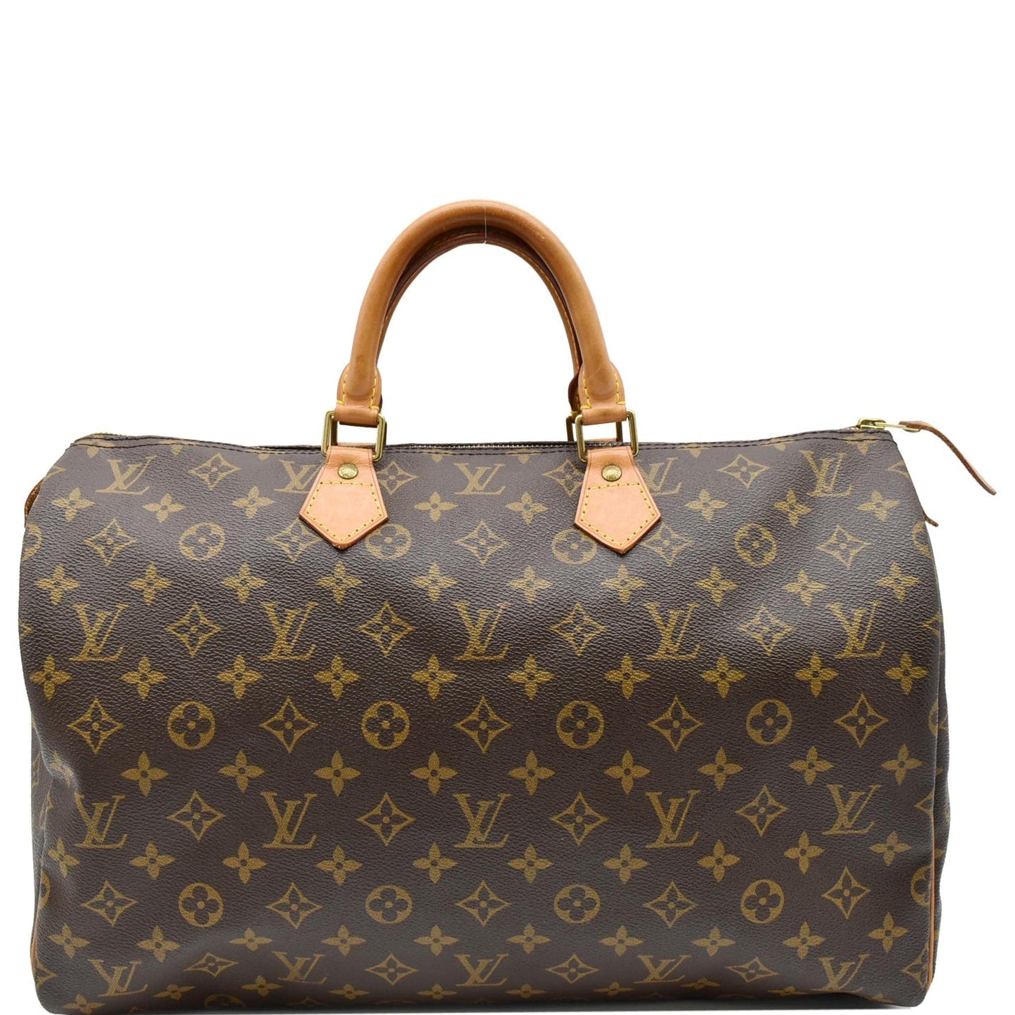 LOUIS VUITTON Speedy 40 Monogram Canvas Satchel Bag Brown
