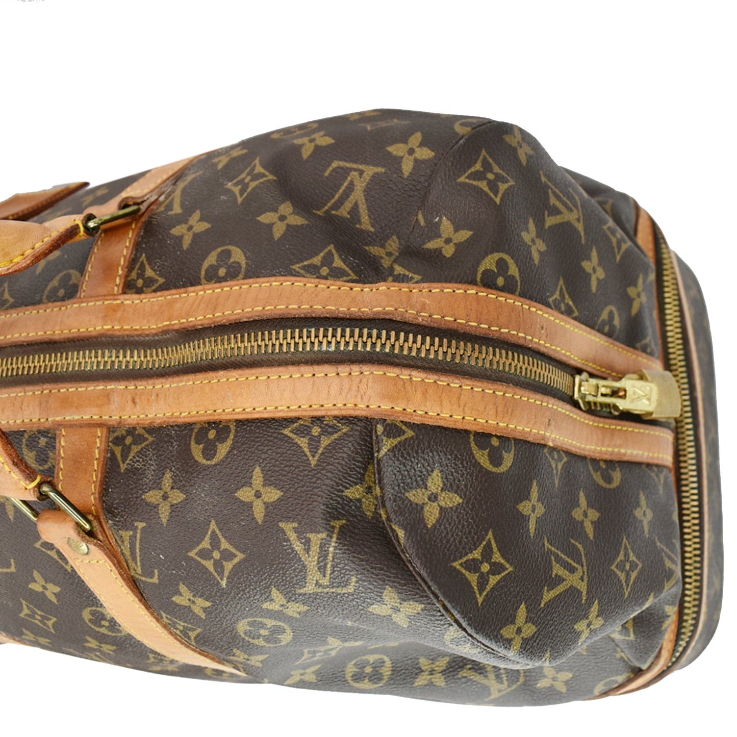 LOUIS VUITTON Vintage Sac Sport Monogram Canvas Boston Travel Bag Brown