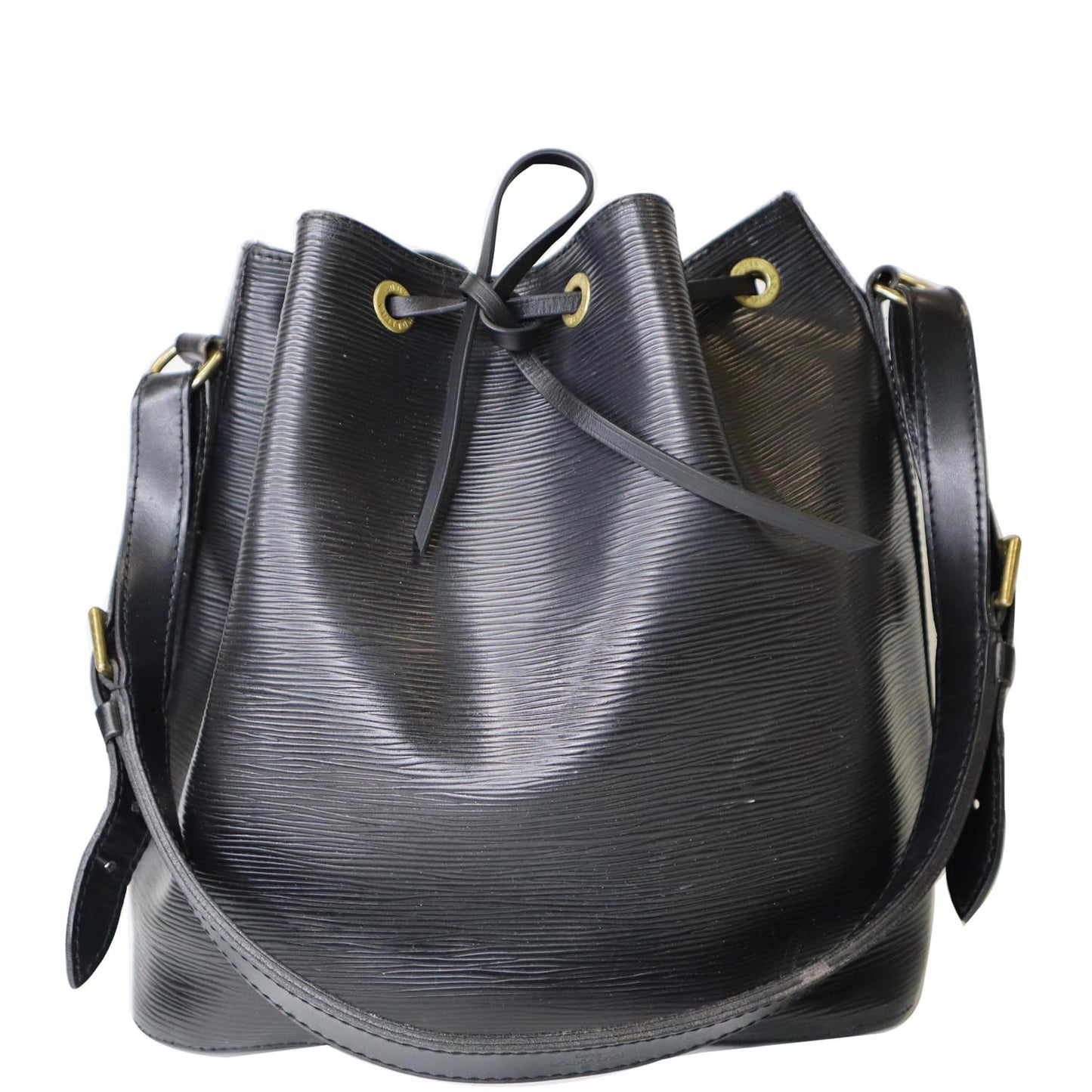 LOUIS VUITTON Petit Noe Epi Leather Shoulder Bag Black