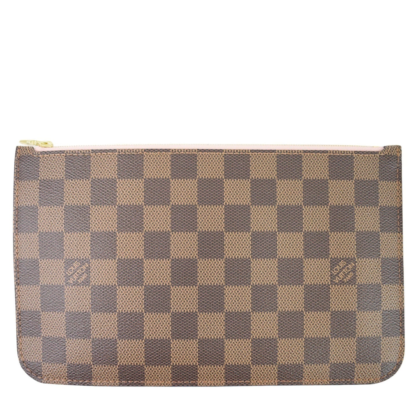 LOUIS VUITTON Pochette Wristlet Pouch Damier Ebene Neverfull GM Rose Ballerine