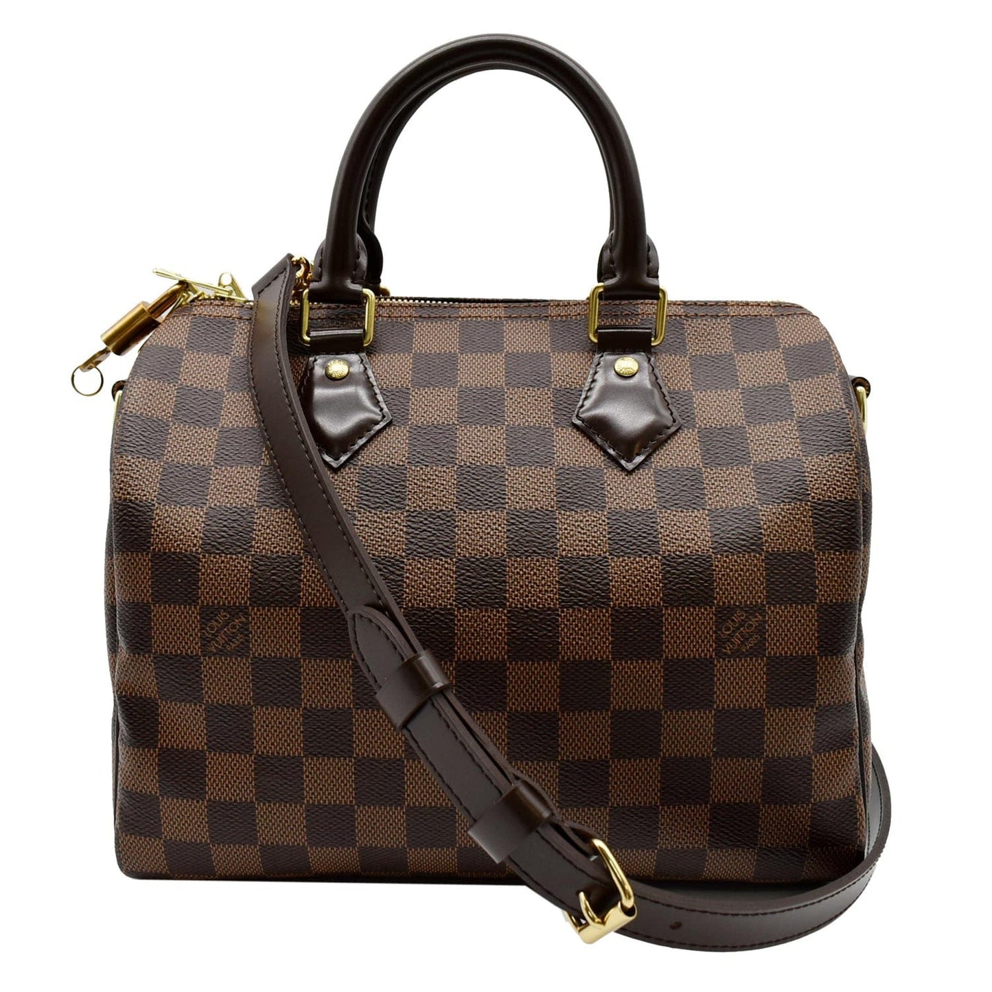 LOUIS VUITTON Speedy 25 Bandouliere Damier Ebene Crossbody Bag Brown