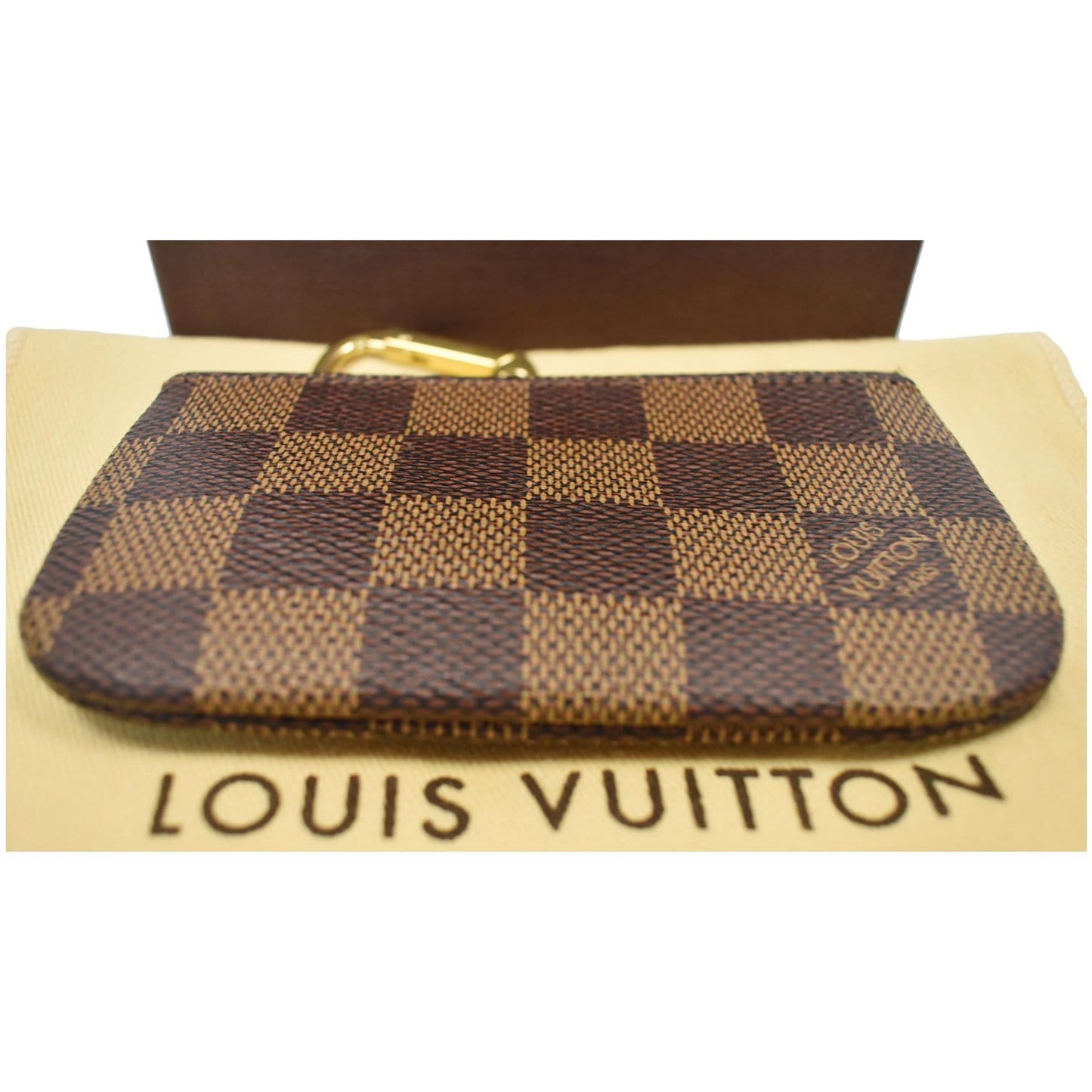 LOUIS VUITTON Key Coin Pouch Damier Ebene Brown