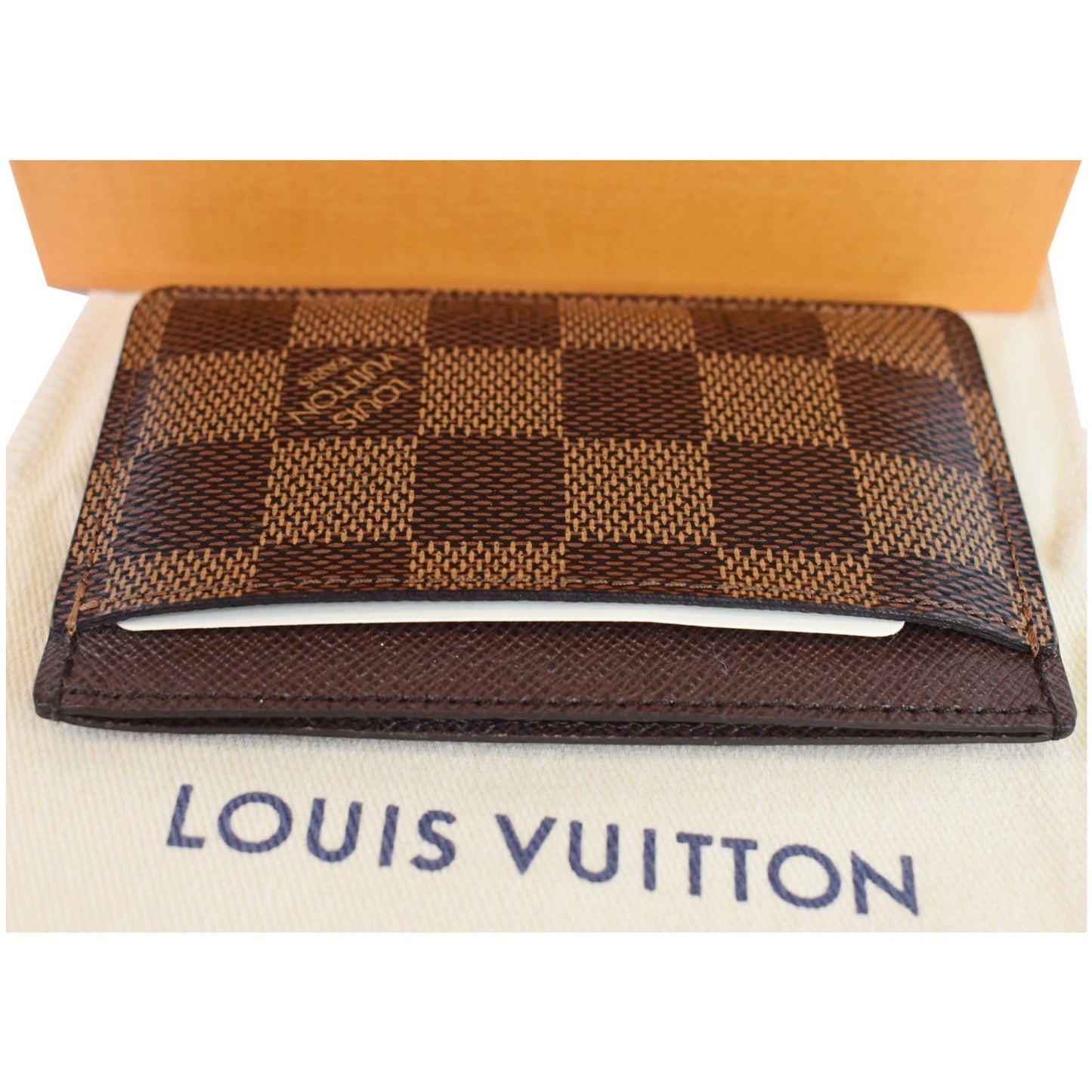 LOUIS VUITTON Damier Ebene Card Holder Brown
