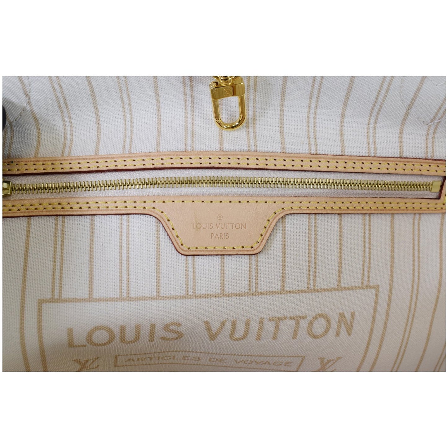 LOUIS VUITTON Neverfull MM Damier Azur Tote Shoulder Bag White