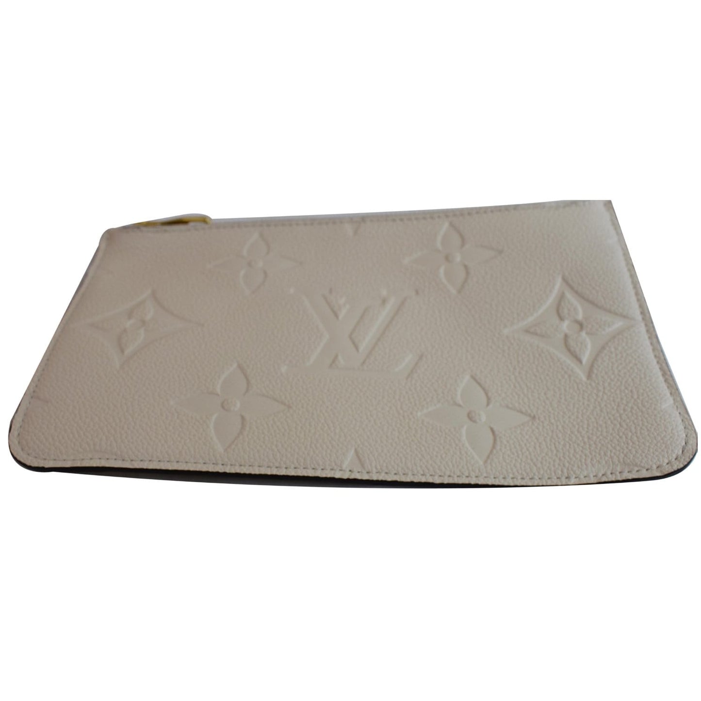 LOUIS VUITTON Empreinte Monogram Neverfull MM Pochette Wristlet Cream