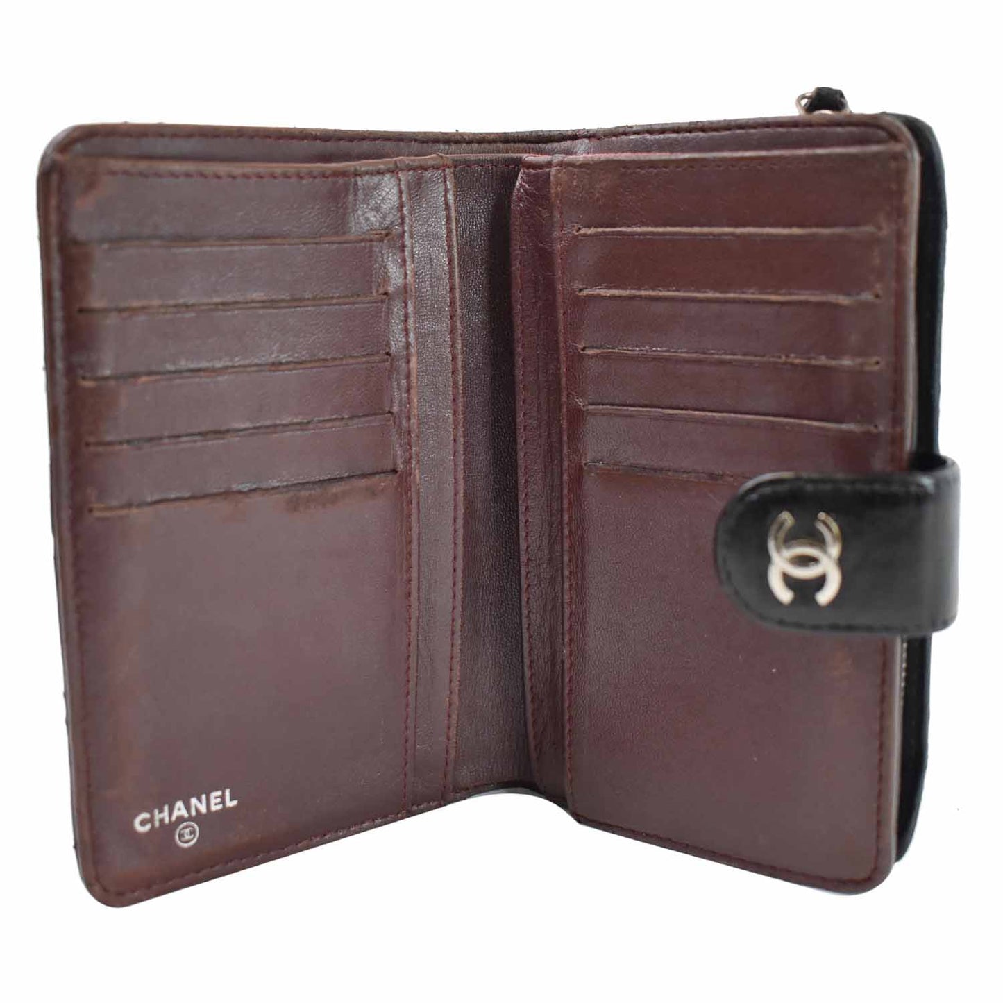 CHANEL CC Lambskin Leather Bifold Wallet Black