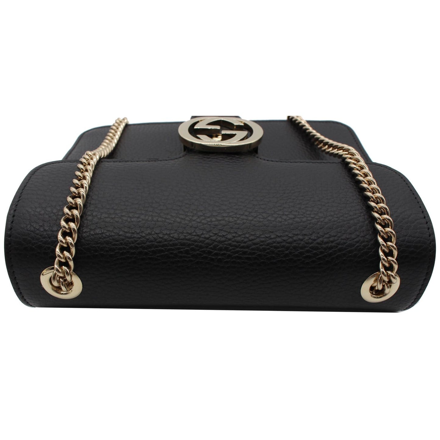 GUCCI Interlocking GG Leather Crossbody Bag Black 510304