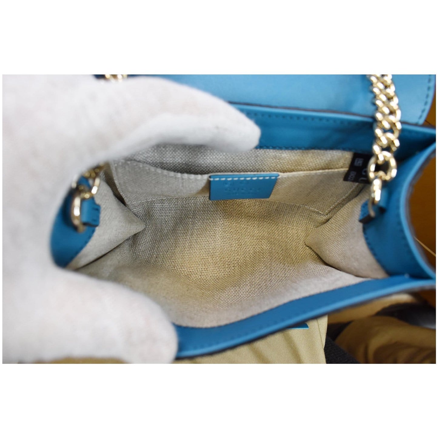 GUCCI Emily Mini Micro GG Guccissima Leather Shoulder Bag Teal