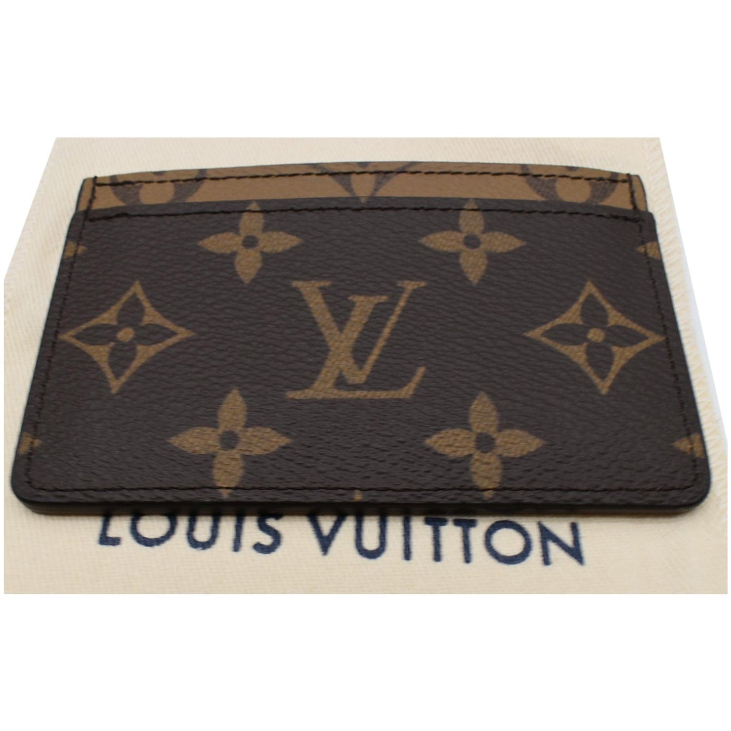 LOUIS VUITTON Reverse Monogram Canvas Card Holder Brown