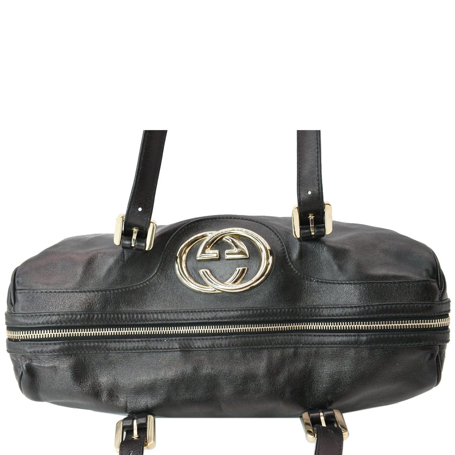 GUCCI Britt Leather Satchel Bag Black 170010