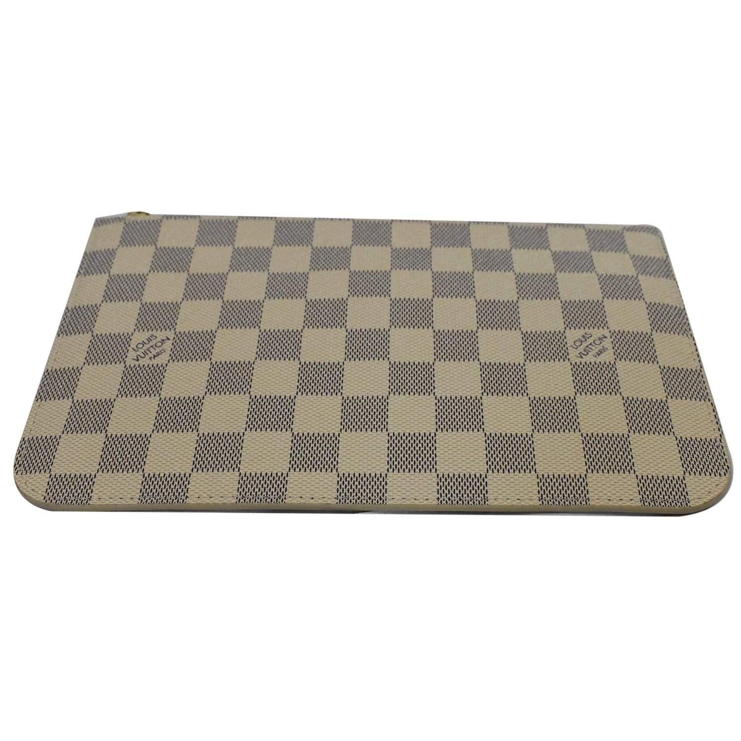 LOUIS VUITTON Neverfull MM Damier Azur Pochette Wristlet Pouch White