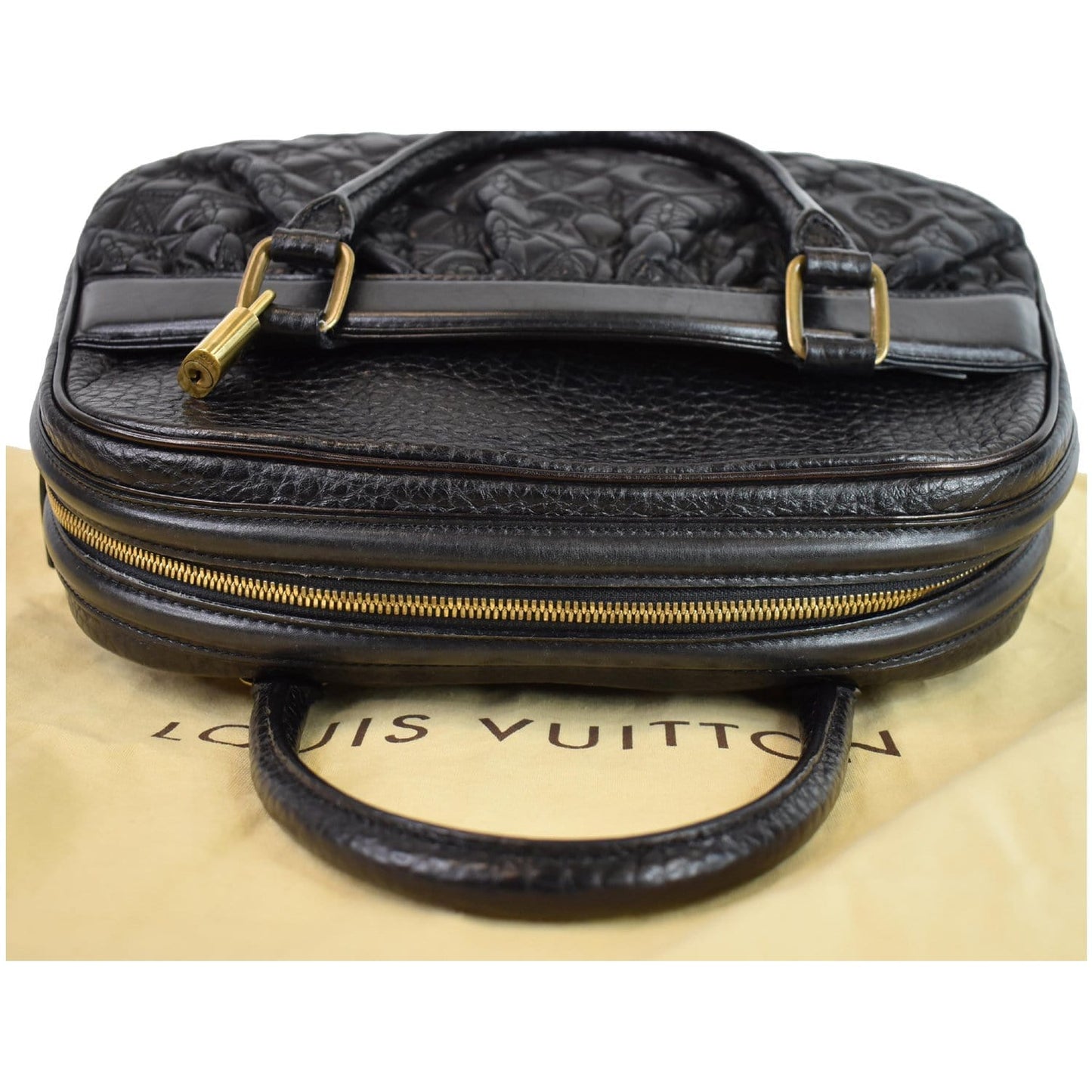 LOUIS VUITTON Mizi Vienna Monogram Leather Satchel Bag Black