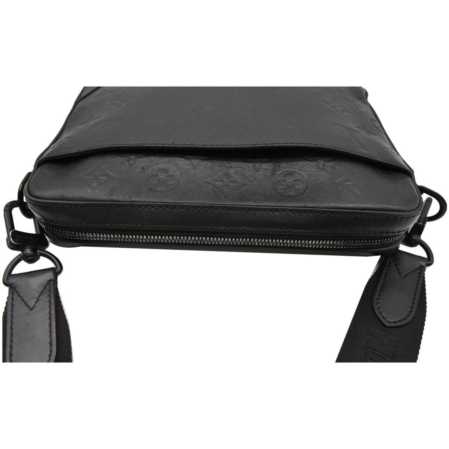 LOUIS VUITTON Duo Messenger Shadow Leather Crossbody Bag Black
