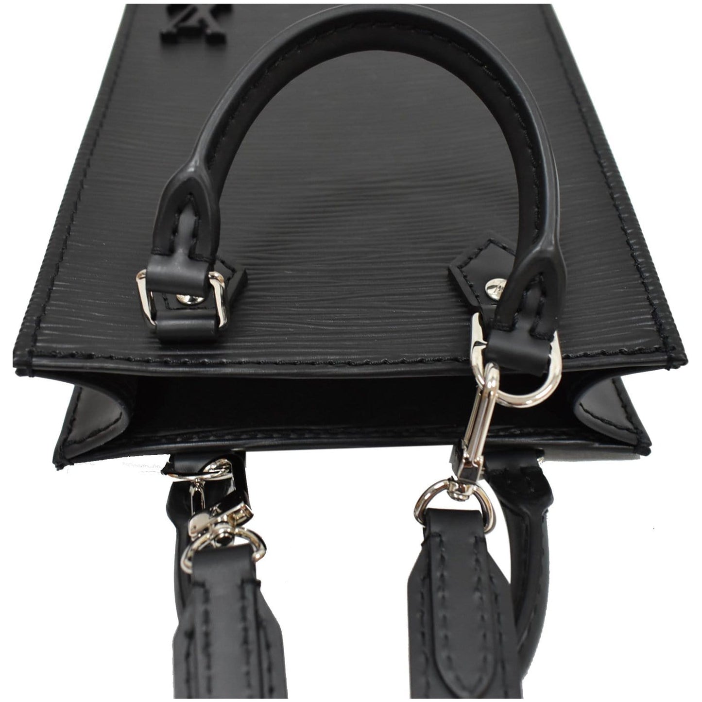 LOUIS VUITTON Petit Sac Plat Epi Leather Crossbody Bag Black