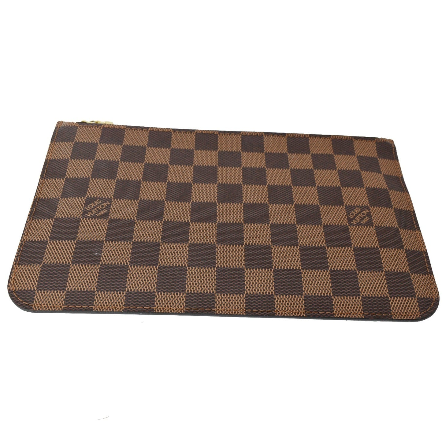 LOUIS VUITTON Neverfull MM Damier Ebene Pochette Wristlet Pouch Brown