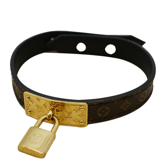 LOUIS VUITTON Lock Me Monogram Canvas Bracelet Brown Size 19