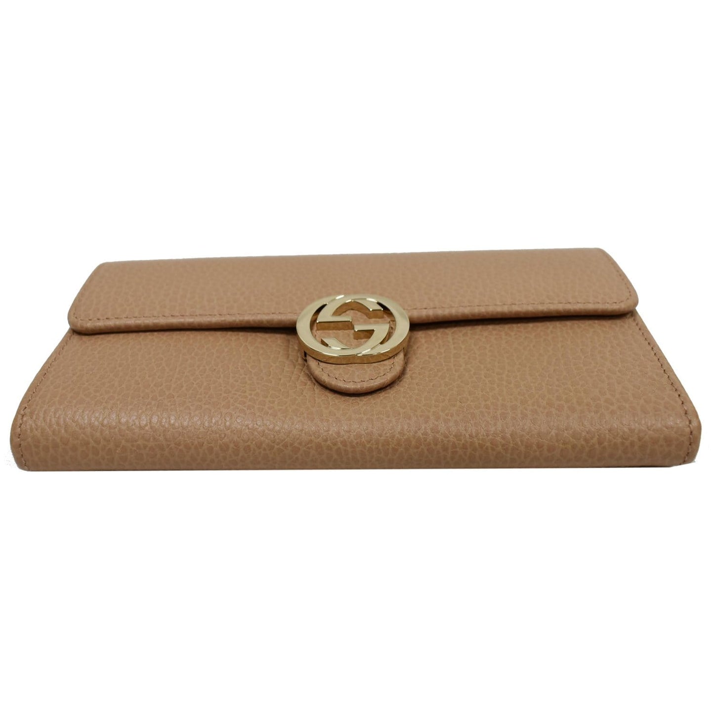 GUCCI GG Interlocking Continental Leather Wallet Beige 615524