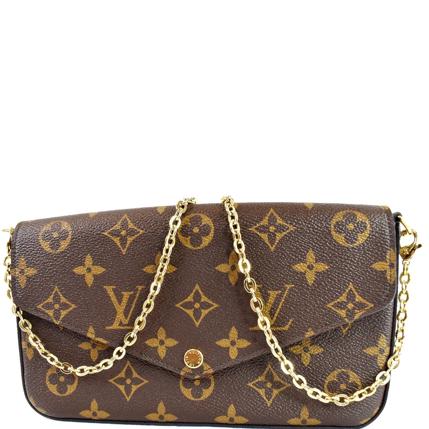 LOUIS VUITTON Pochette Felicie Monogram Canvas Crossbody Bag Brown
