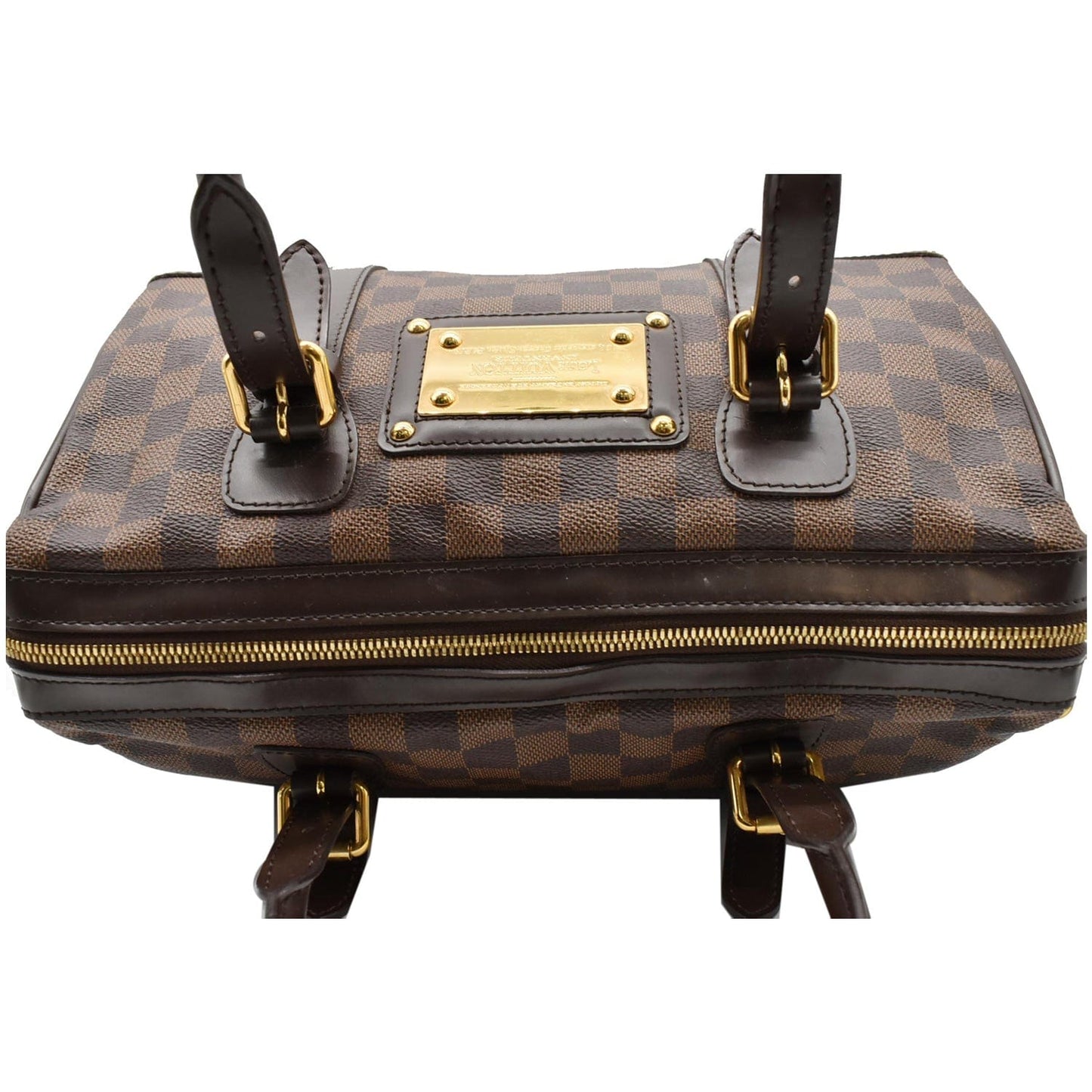 LOUIS VUITTON Berkeley Damier Ebene Satchel Bag Brown