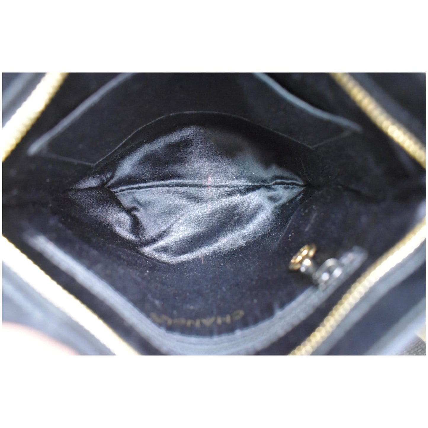 CHANEL Vintage Quilted Satin Tassel Shoulder Bag Black
