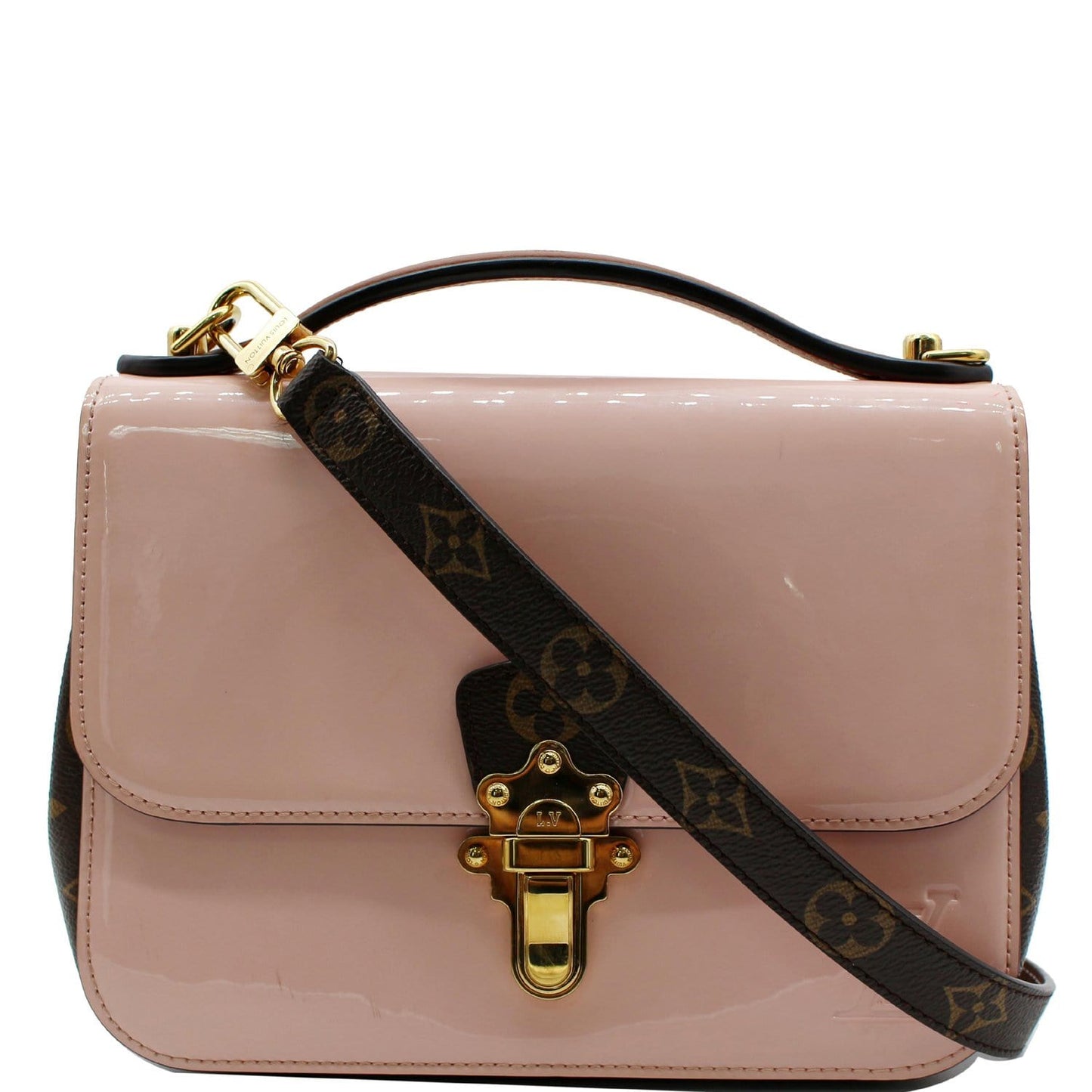 LOUIS VUITTON Cherrywood BB Patent Leather Shoulder Bag Rose Ballerine - 25% OFF