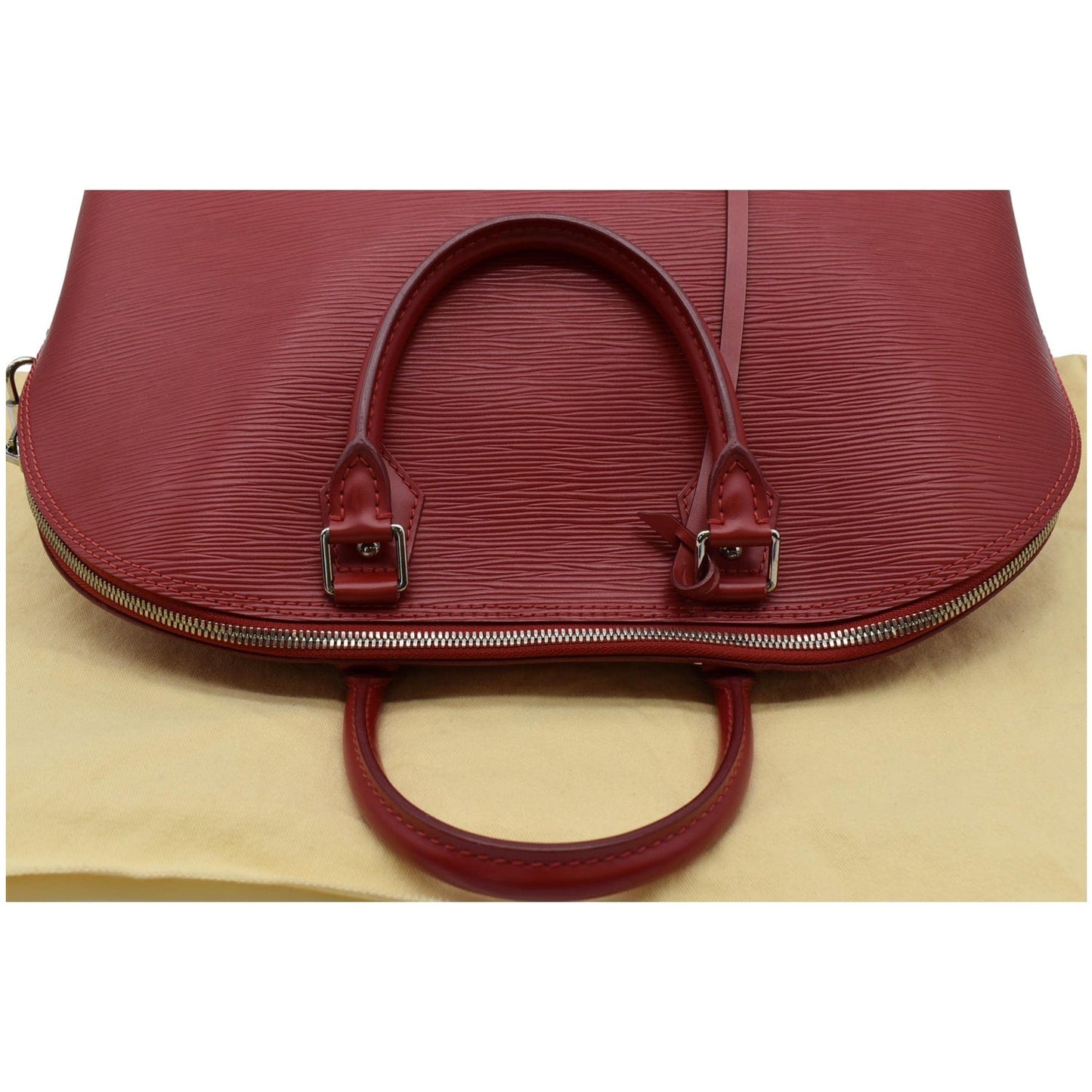LOUIS VUITTON Alma GM Epi Leather Satchel Bag Red