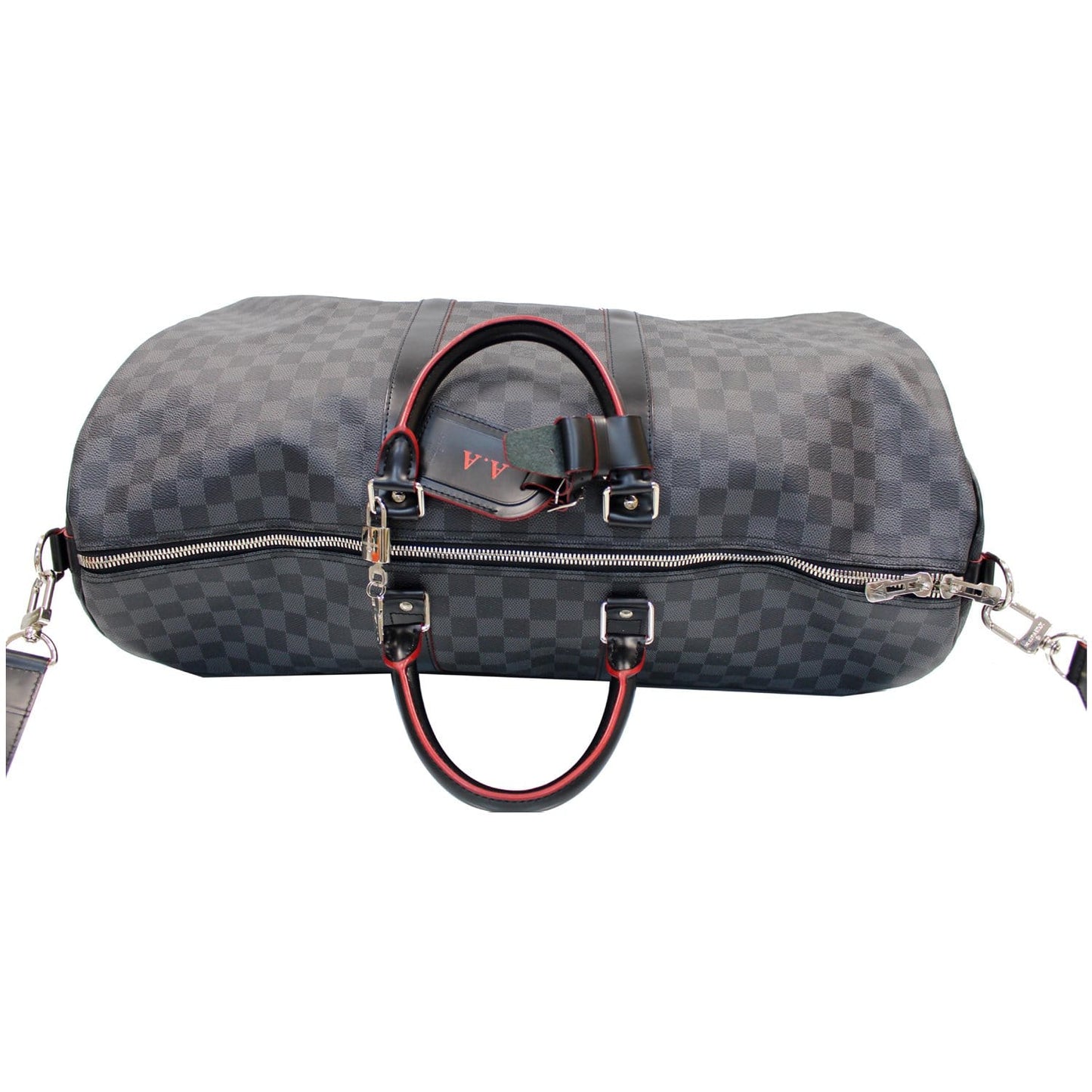 LOUIS VUITTON Keepall 55 Damier Graphite Bandouliere Travel Bag Black
