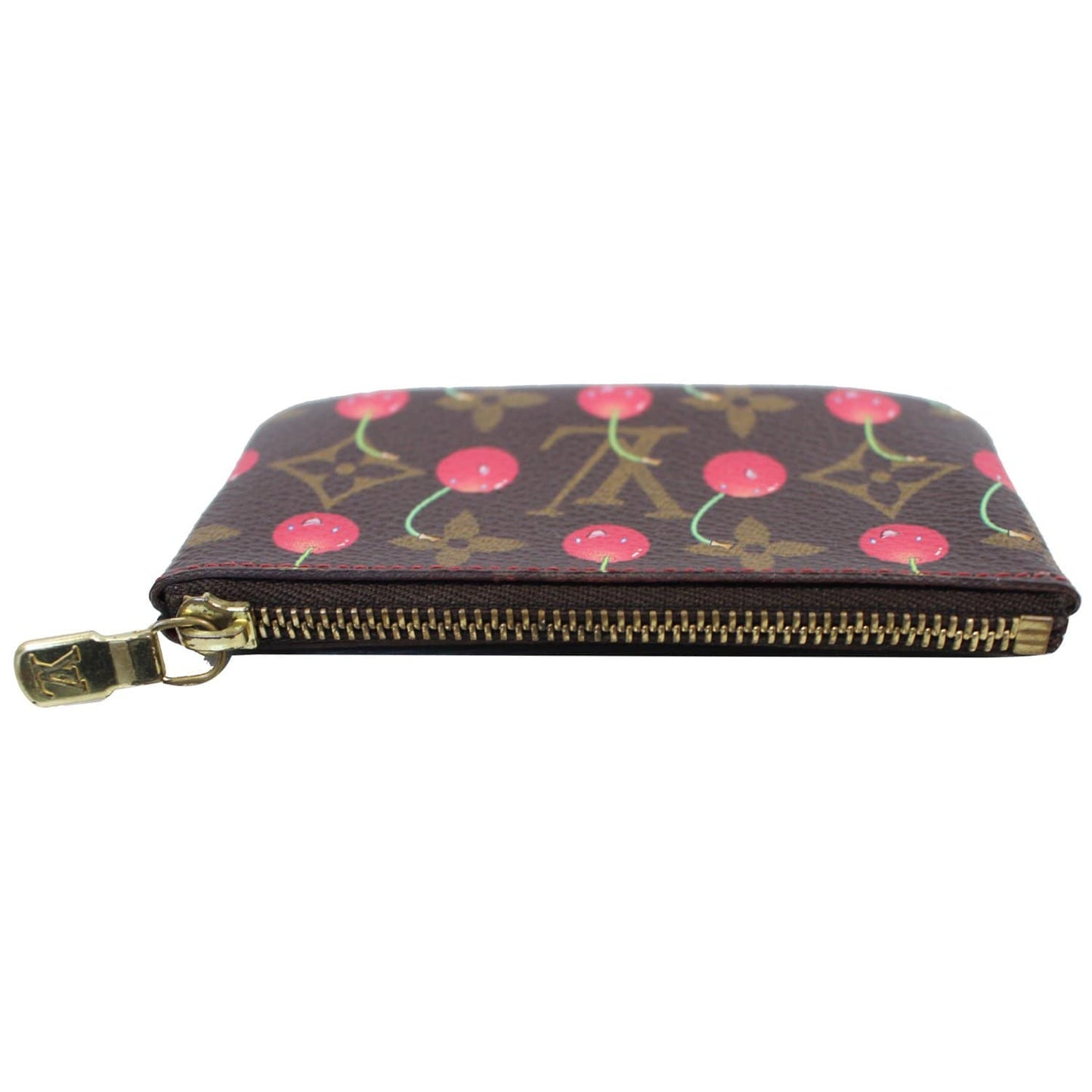 LOUIS VUITTON Key Pouch Cerises Cherry Monogram Coin Purse Brown