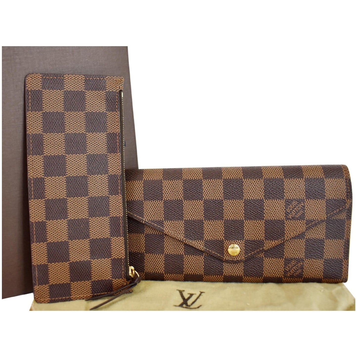 LOUIS VUITTON Josephine Damier Ebene Wallet Brown