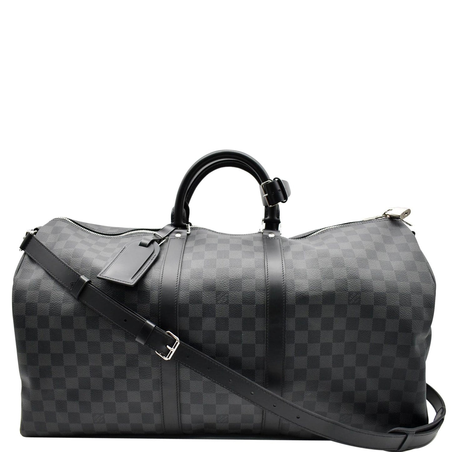 LOUIS VUITTON Keepall Bandouliere 55 Damier Graphite Travel Bag Black